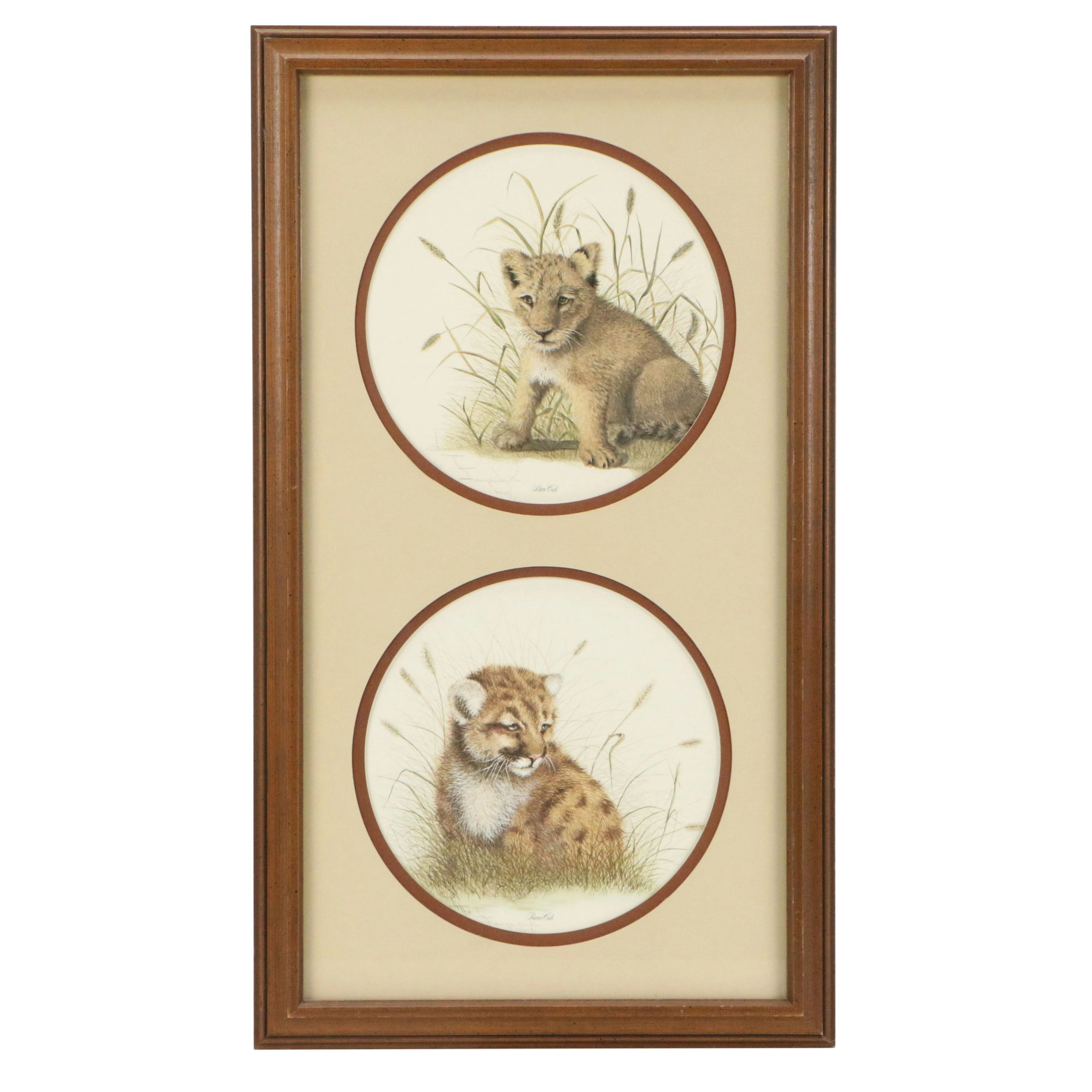 Imogene H. Farnsworth Offset Lithograph "Lion Cub" and "Puma Cub"