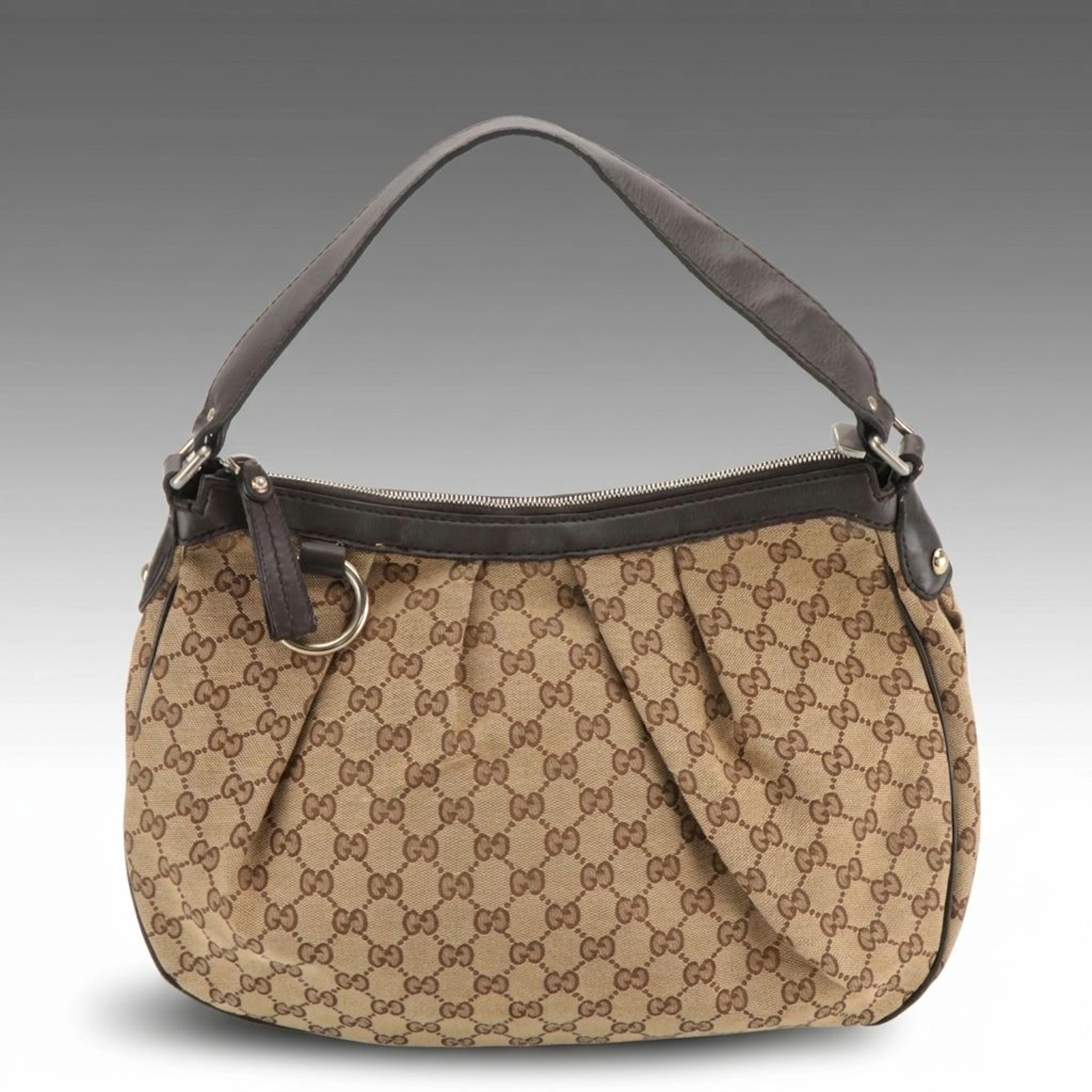 Gucci GG Jacquard Canvas and Leather Sukey Hobo Shoulder Bag