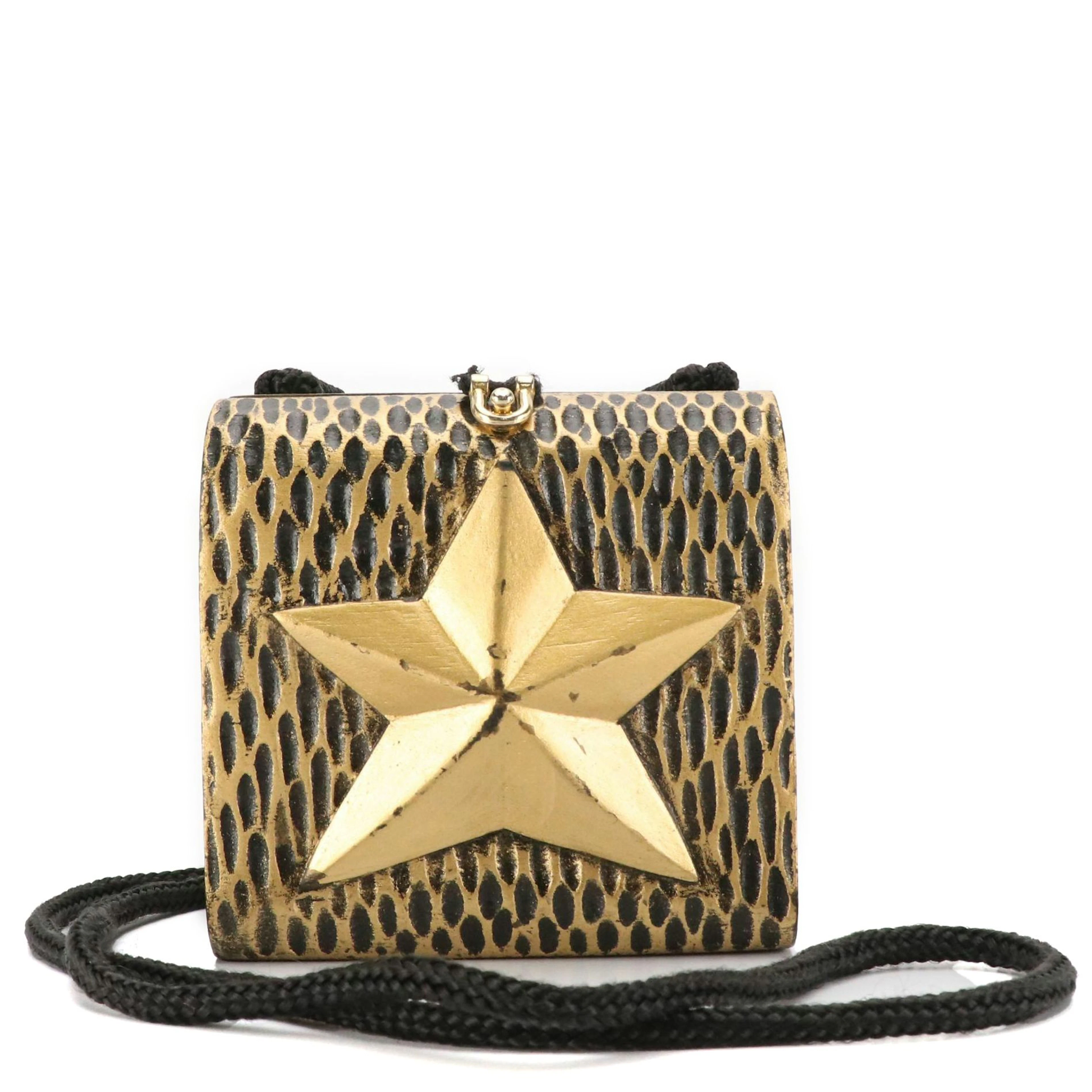 Timmy Woods Vintage Carved and Painted Wooden Star Bag
