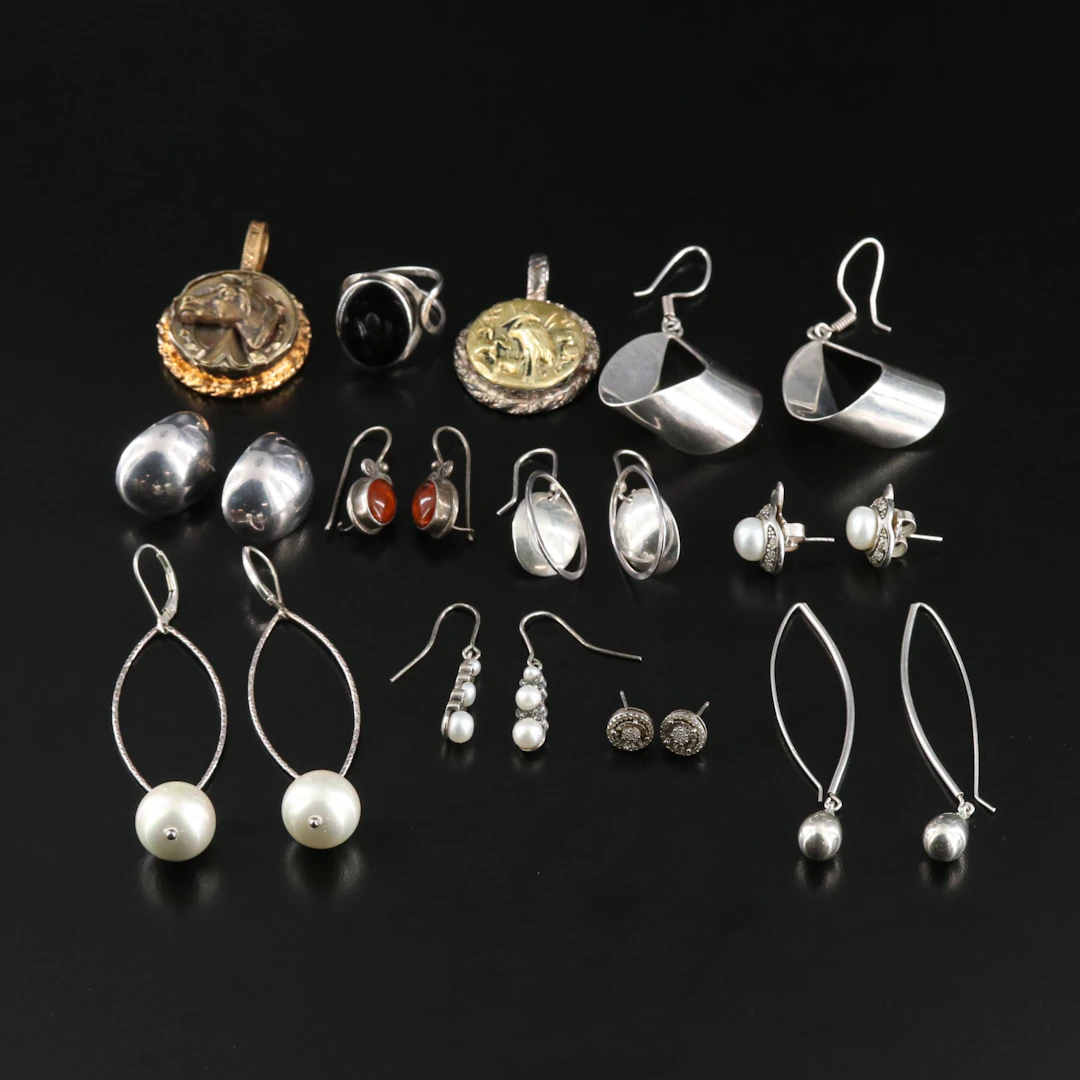 Sterling Jewelry Selection Featuring Sajen, Pearl and Marcasite