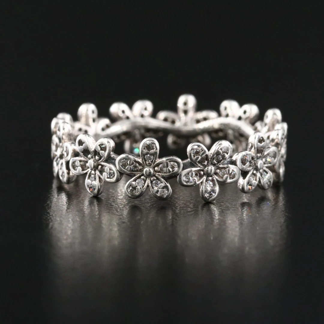 Pandora Sterling CZ Foliate Band