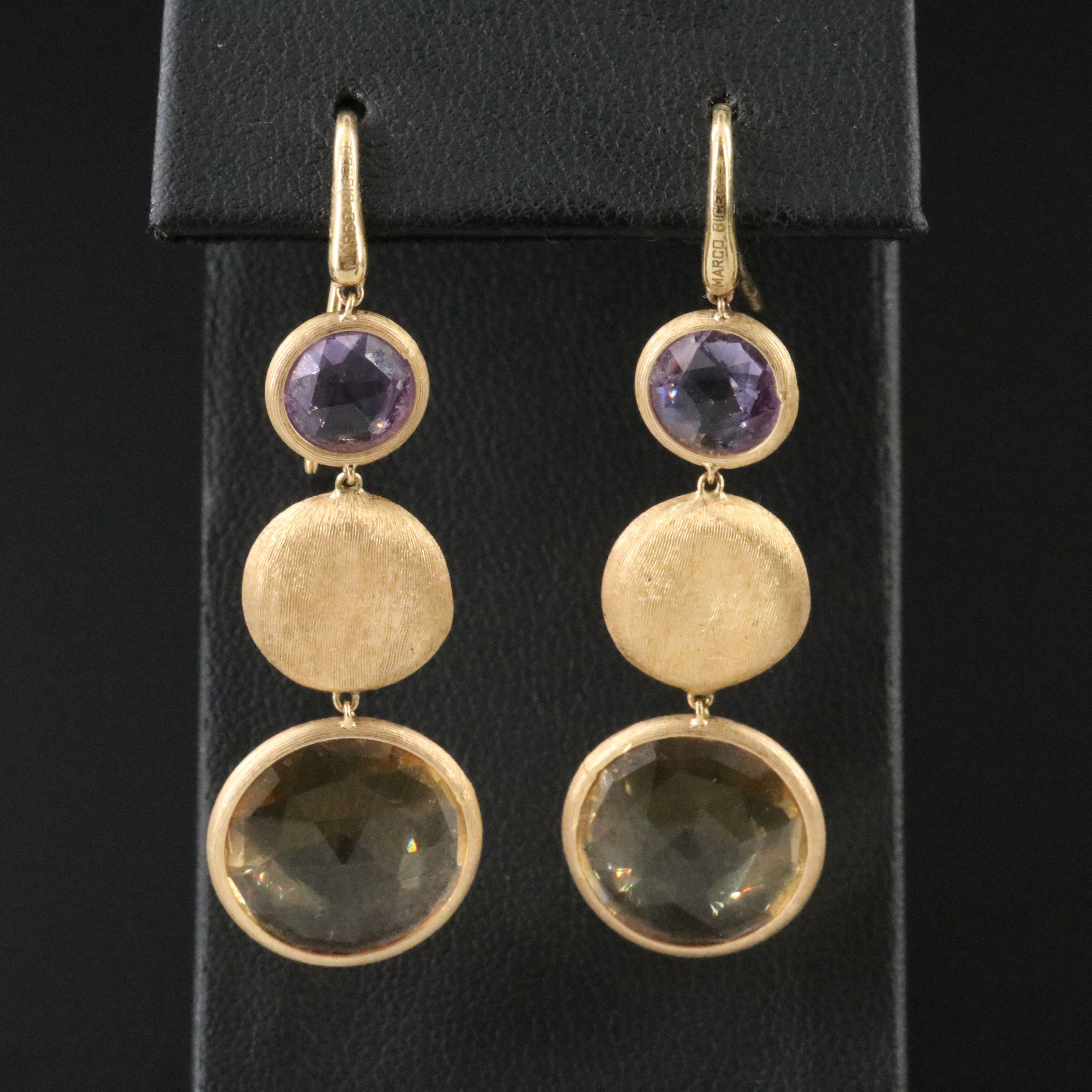 Marco Bicego Jaipur Color 18K Citrine and Amethyst Drop Earrings
