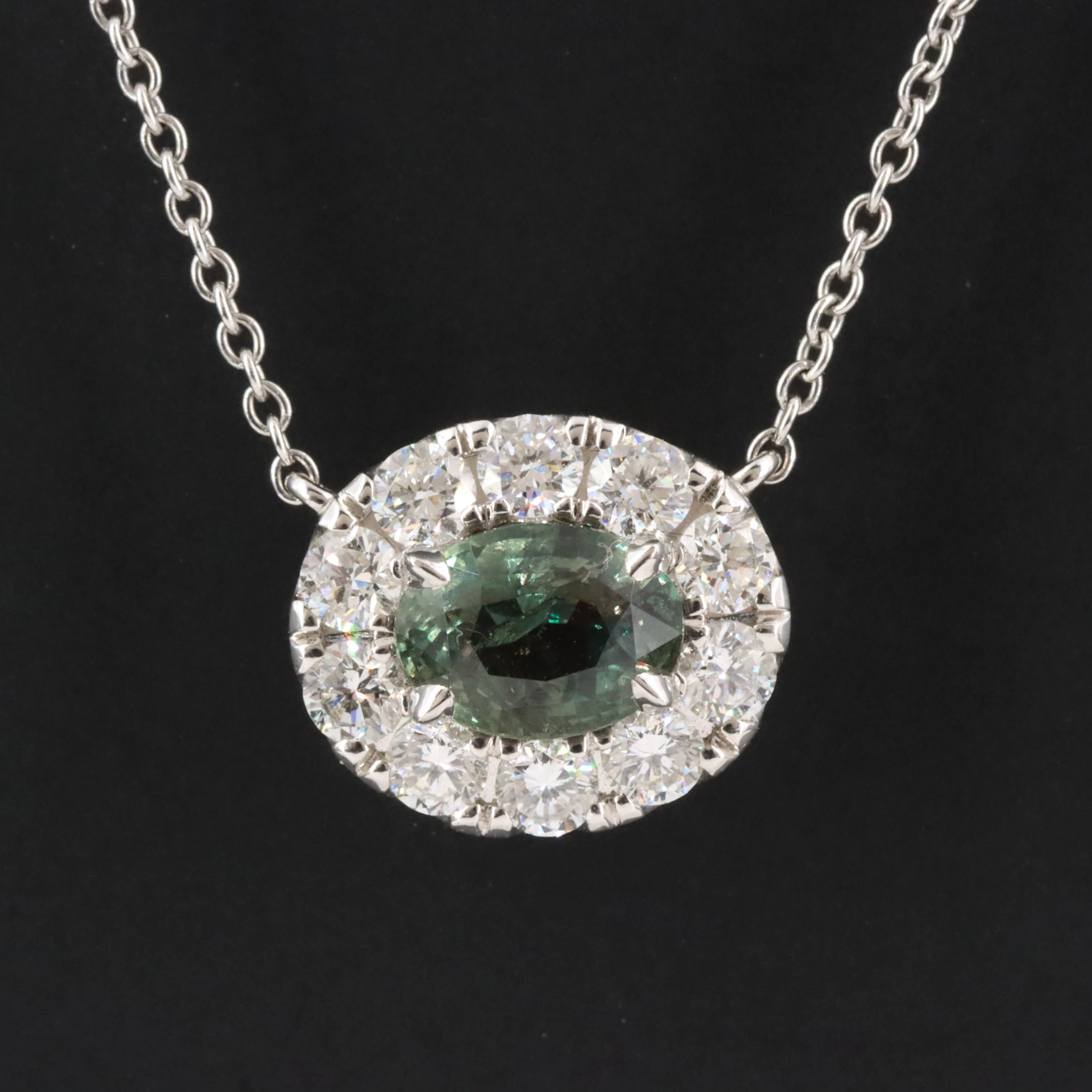 18K 1.07 CT Alexandrite and Diamond Necklace with GIA Report