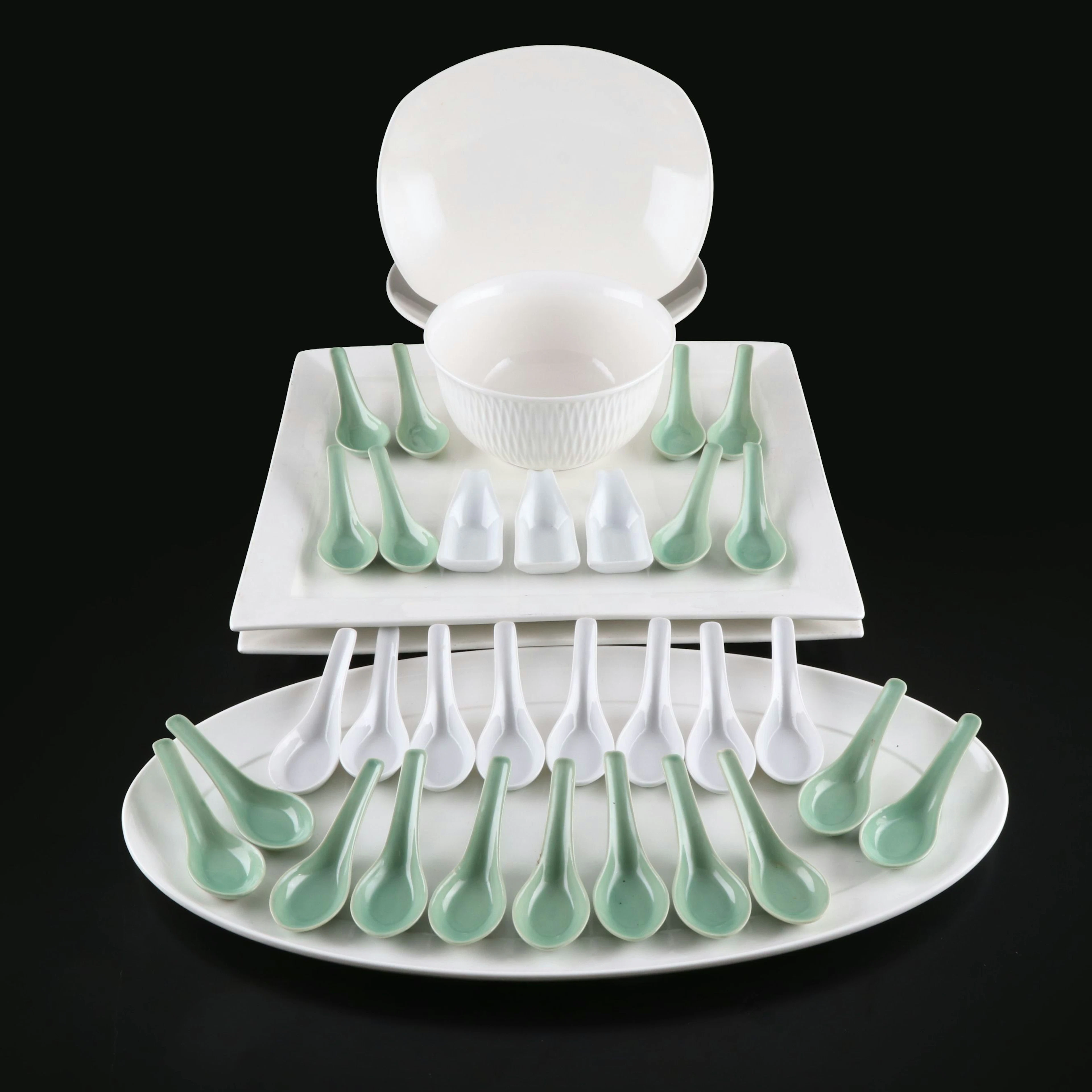 Libbey "Slenda" Porcelain Serving Platter with More Serveware and Soup Spoons