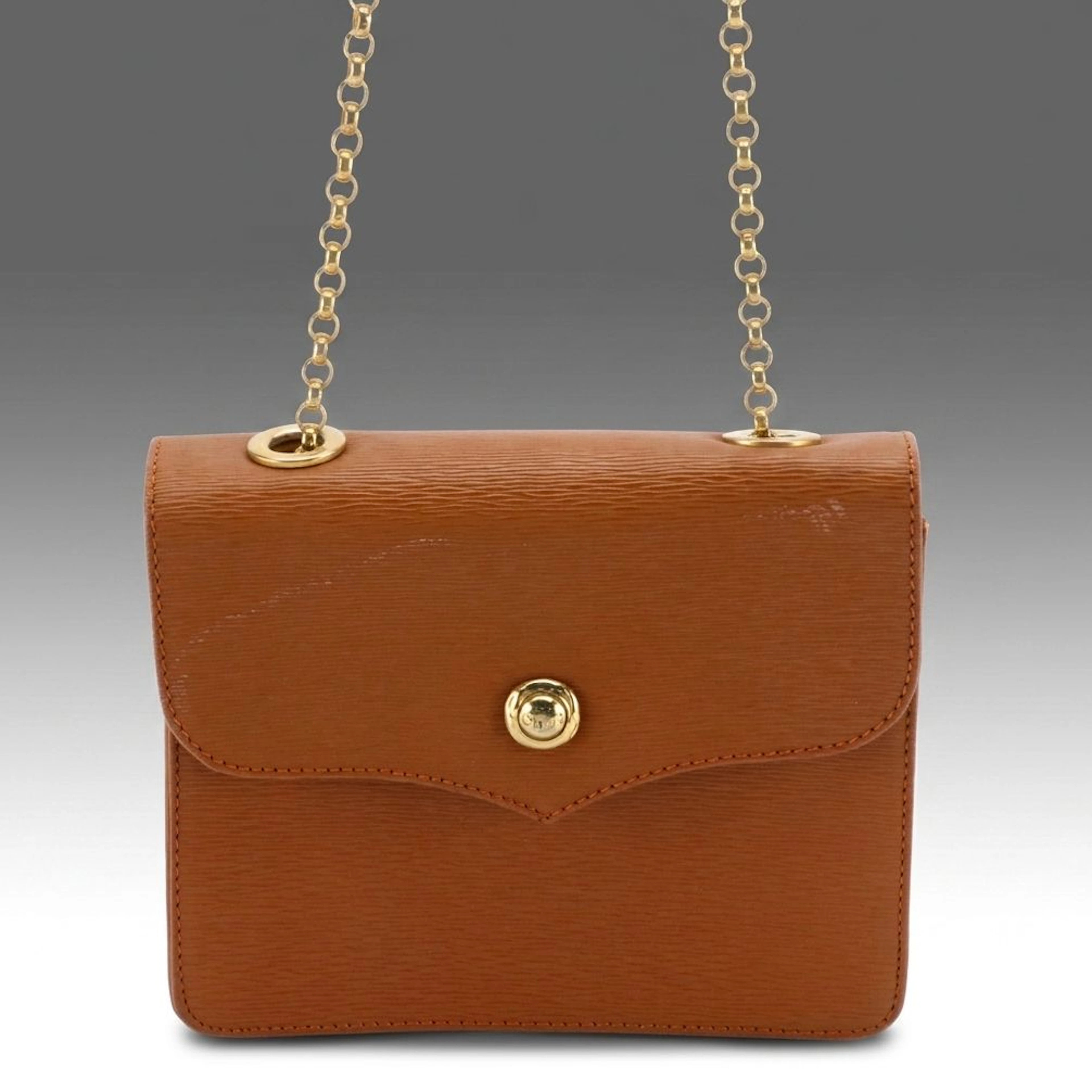 Chloé Chain Clutch Purse in Textured Leather, Vintage