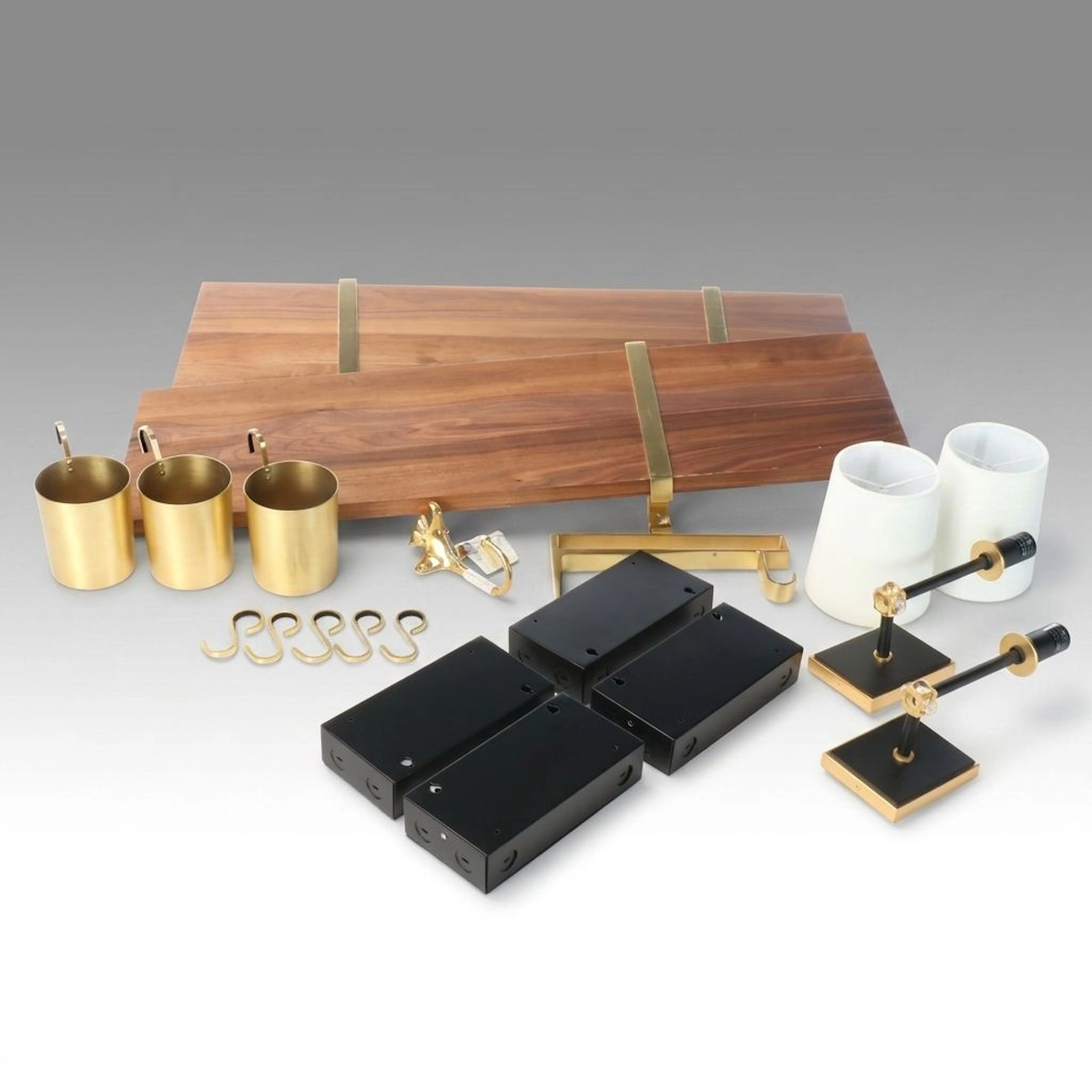 Contemporary Wall Shelves with Sconces and Other Decor