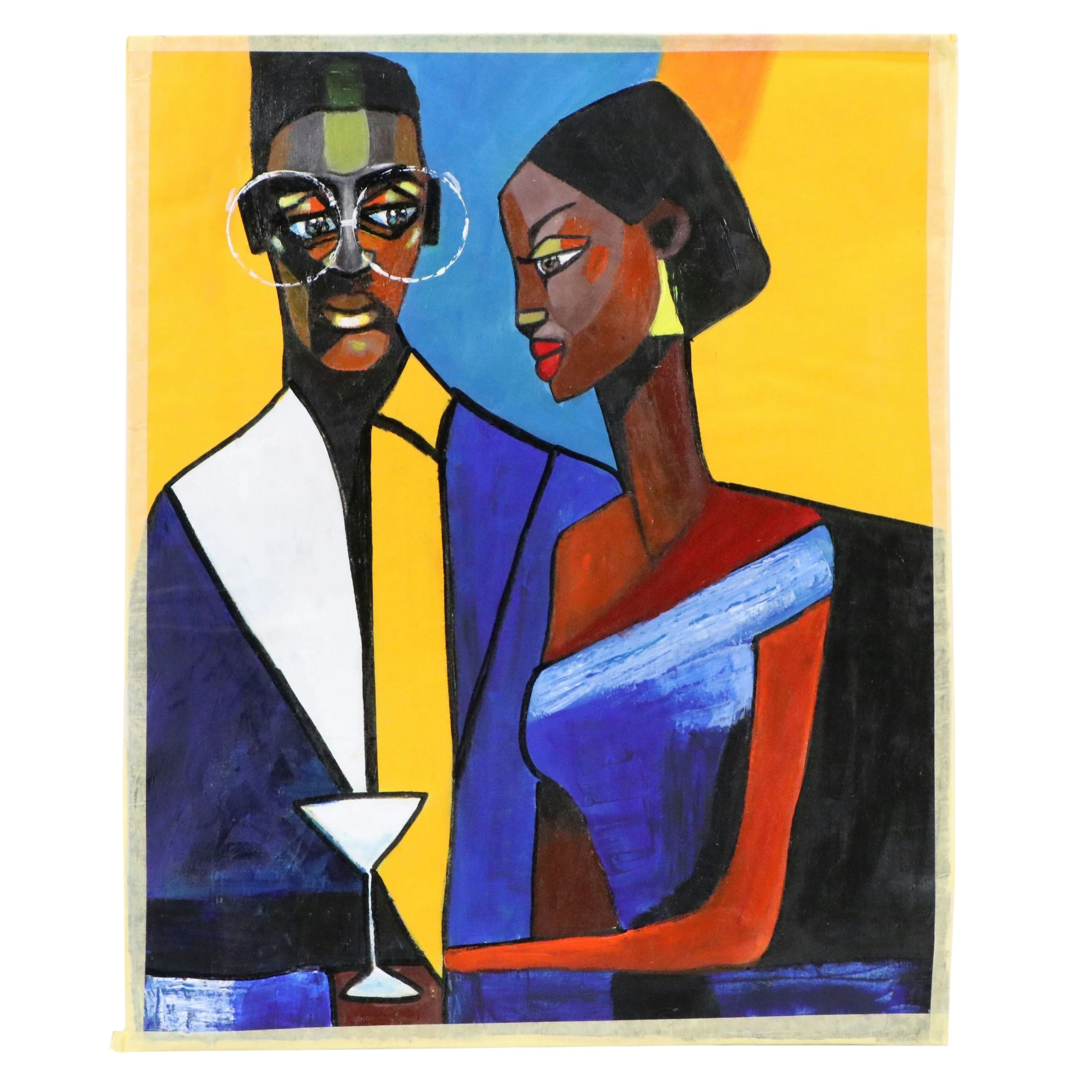 Oluwakemi Omowaire Acrylic Painting "Dinner Date," 21st Century