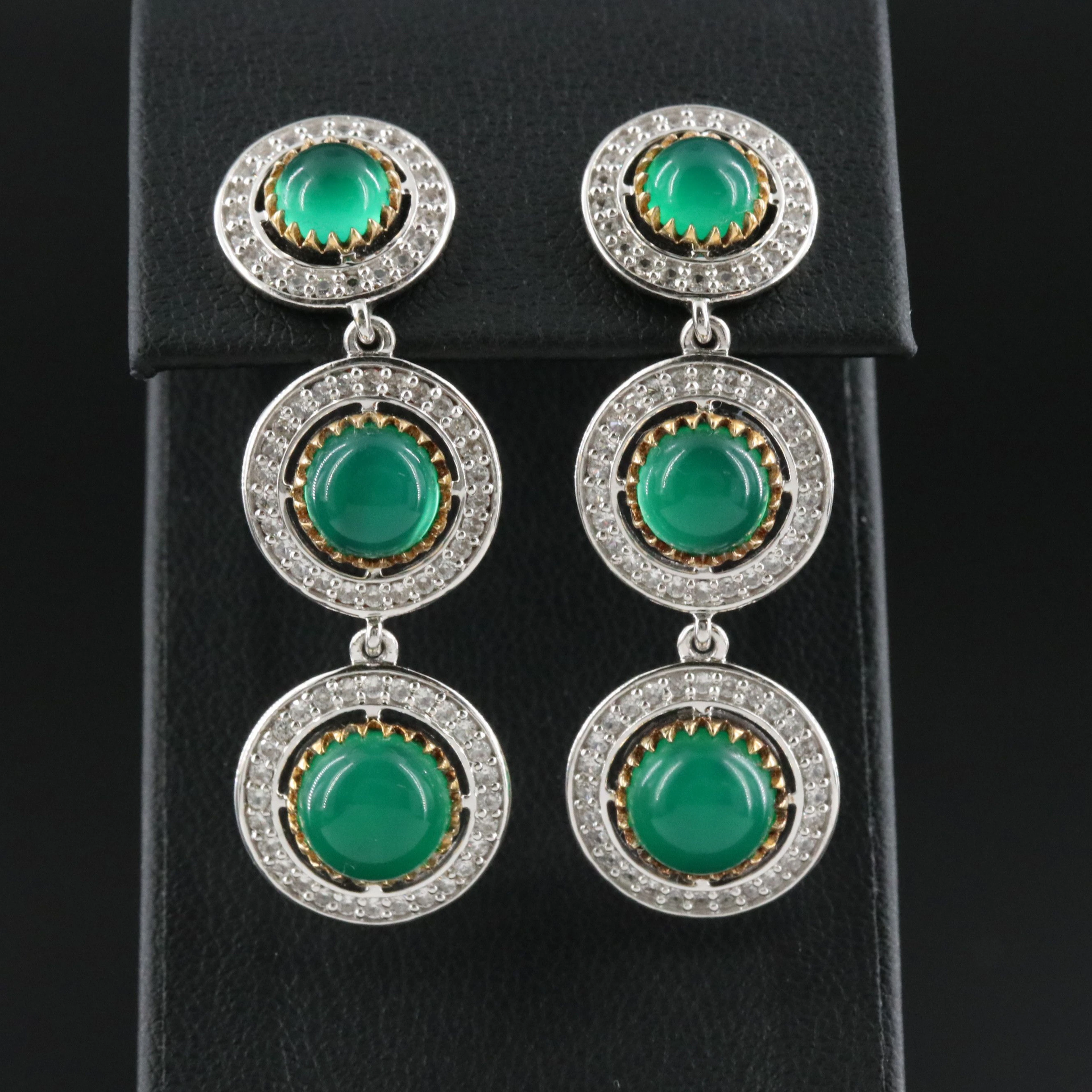 Sterling Chalcedony and White Zircon Earrings