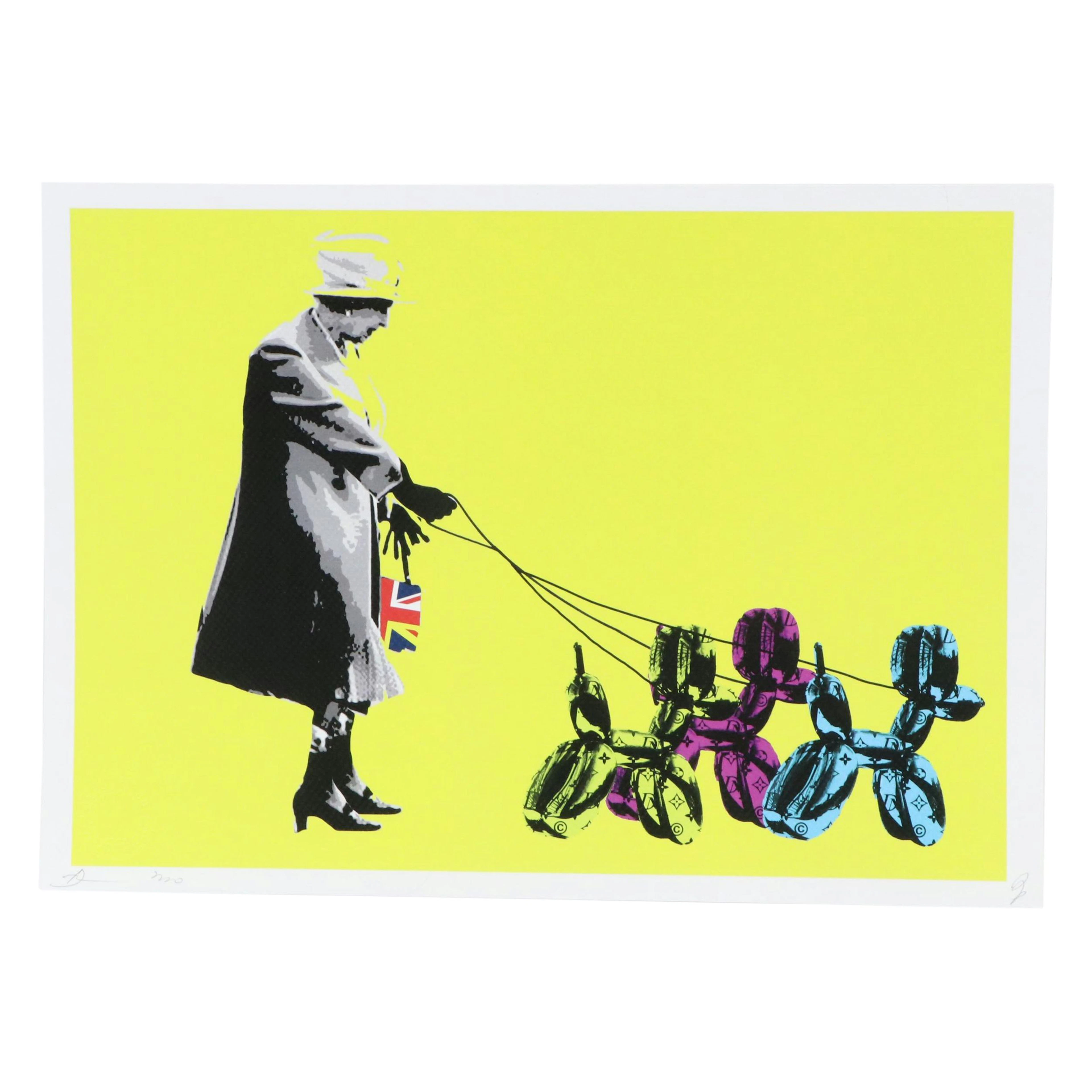 Death NYC Pop Art Graphic Print of Queen Elizabeth x Jeff Koons, 2020