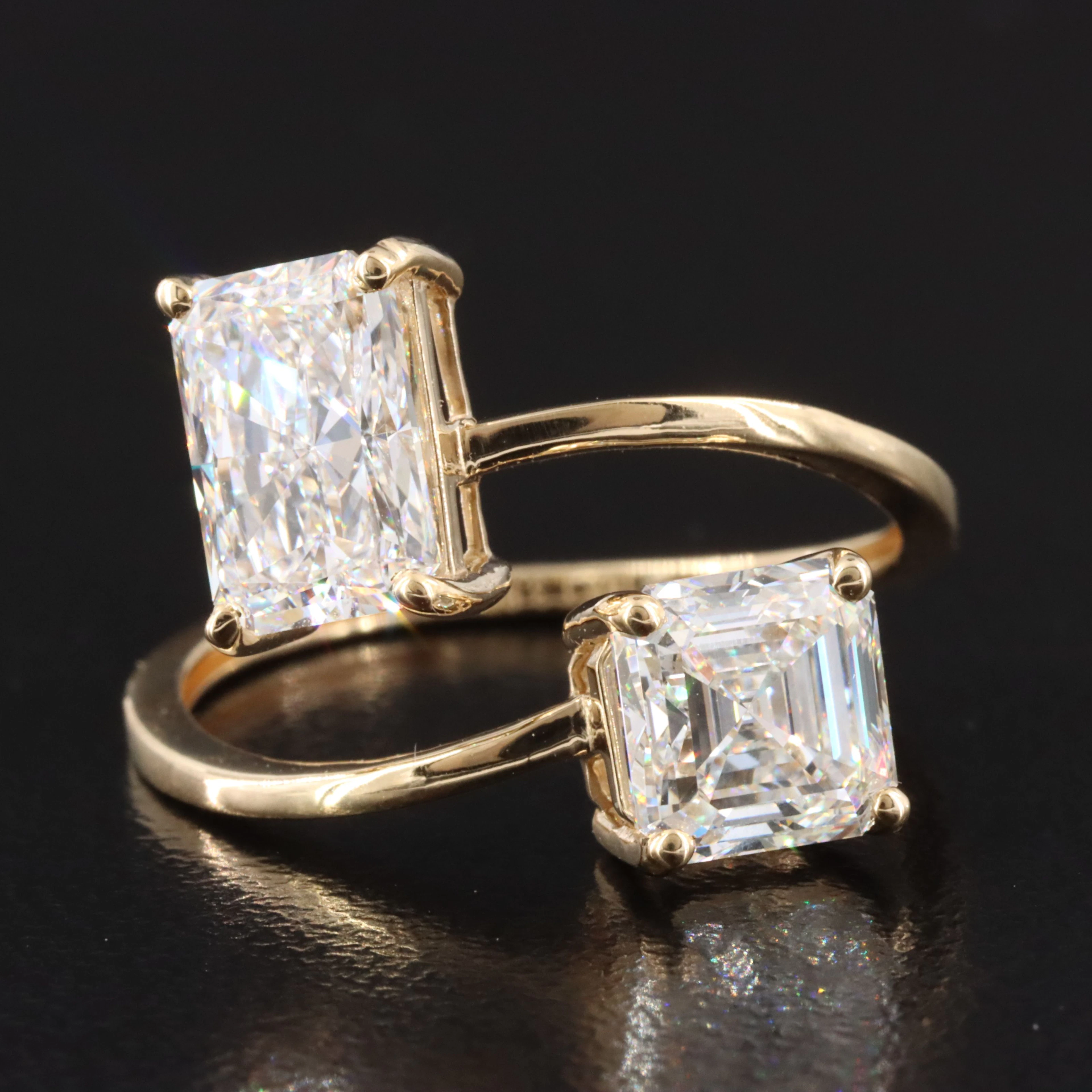 14K 3.05 CTW Lab Grown Diamond Toi-et-Moi Ring with IGI Reports