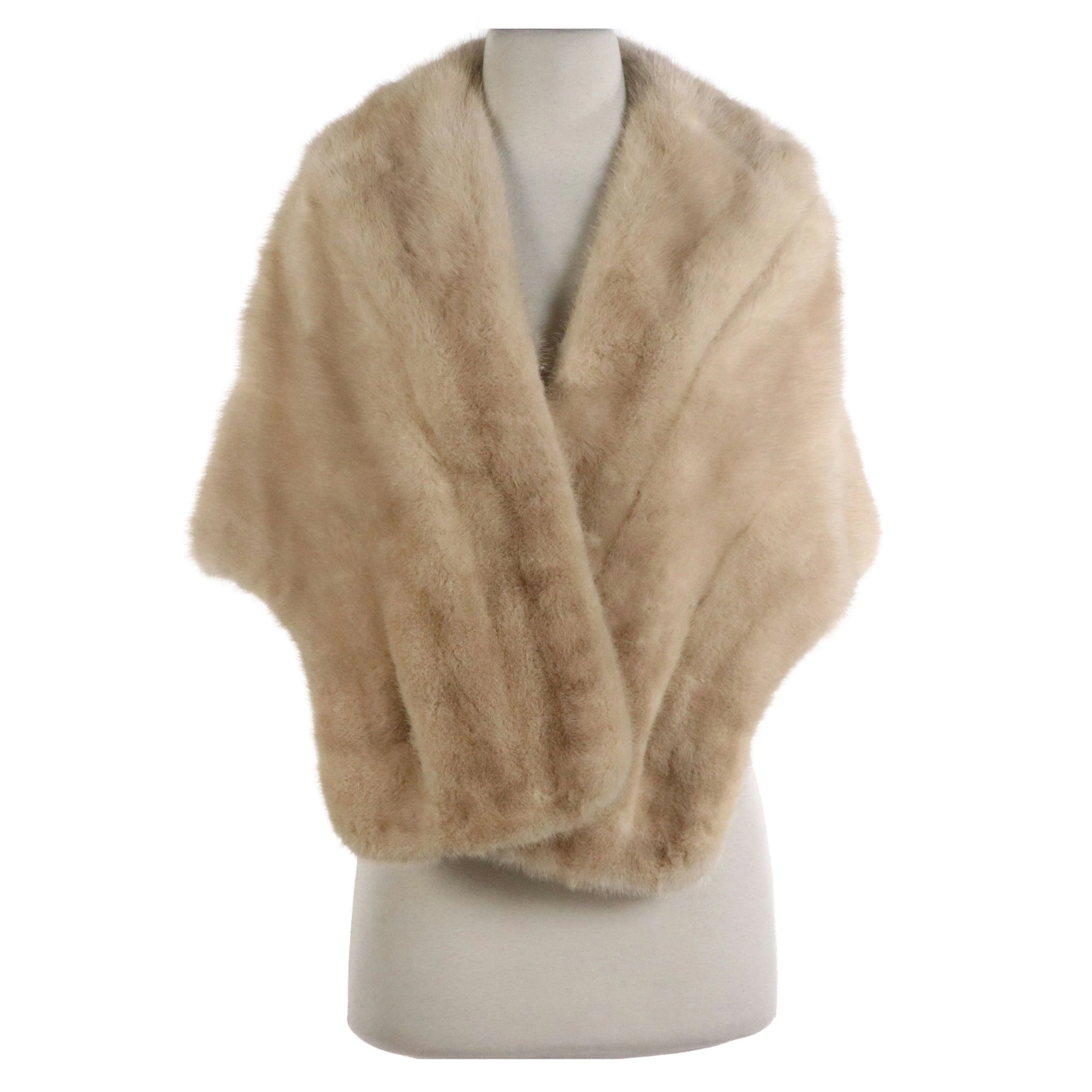 Blonde Mink Fur Collared Stole, Vintage