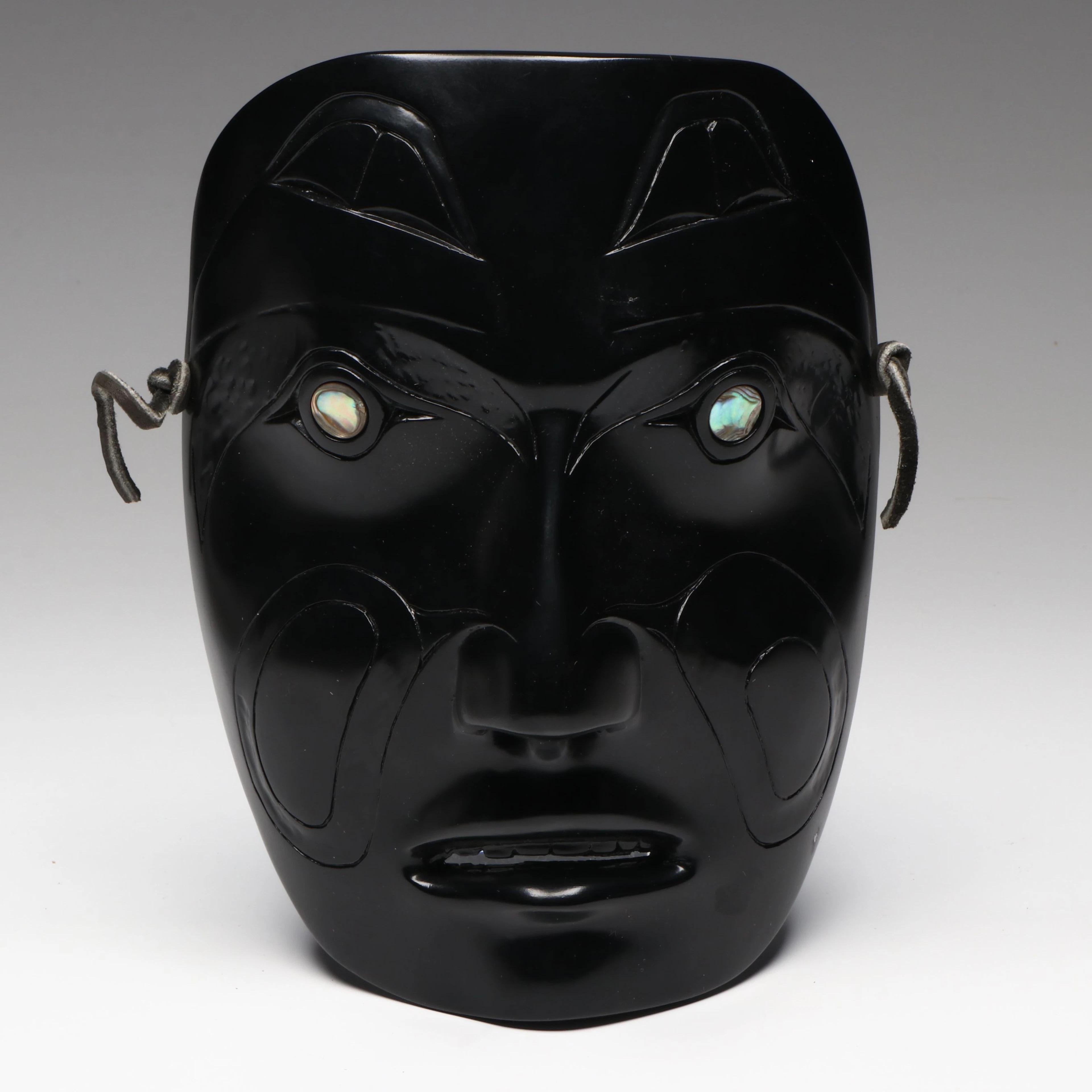 Indigenous Canadian Carved Stone and Abalone Mask