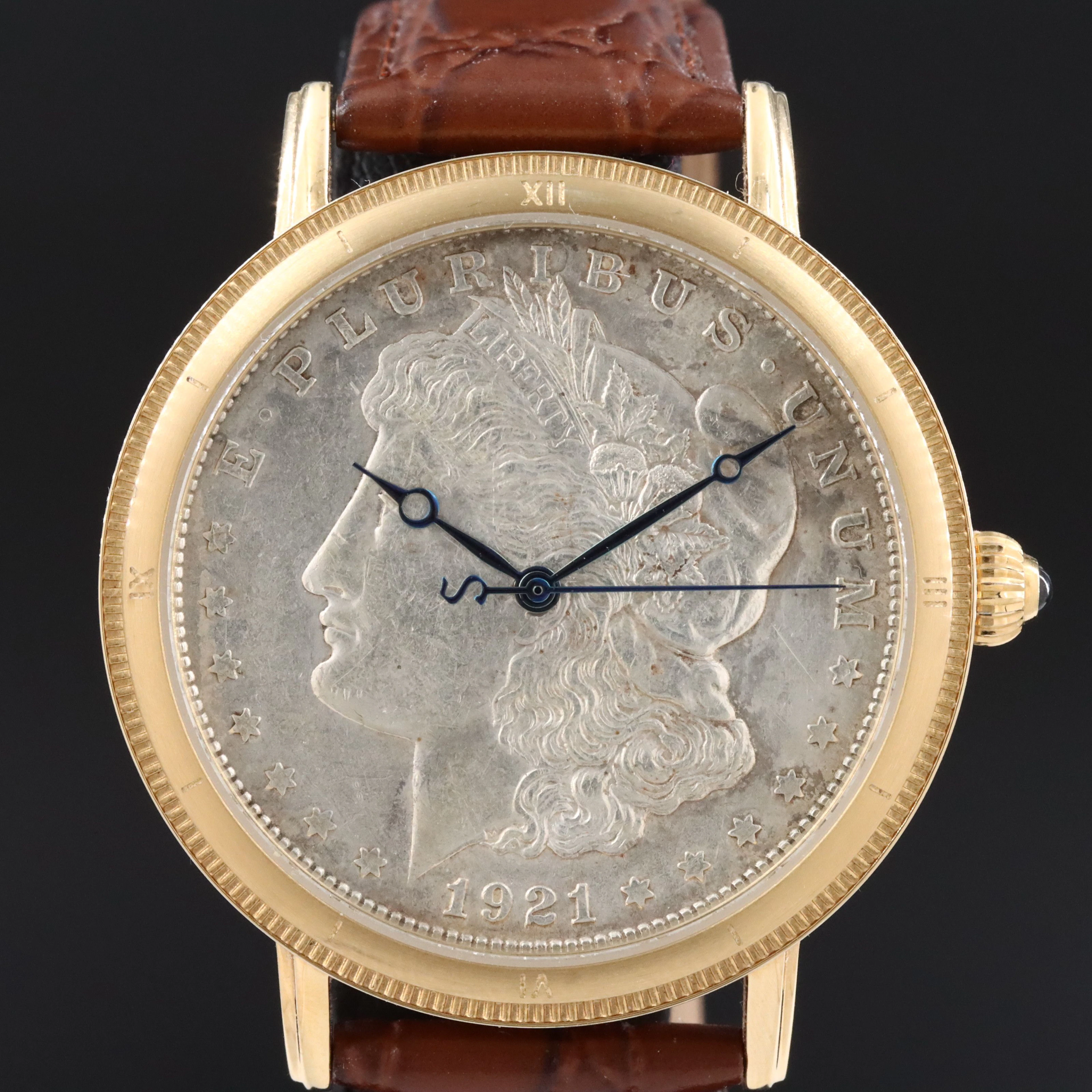 Stauer 1921 Morgan Silver Dollar Dial Stainless Steel Watch