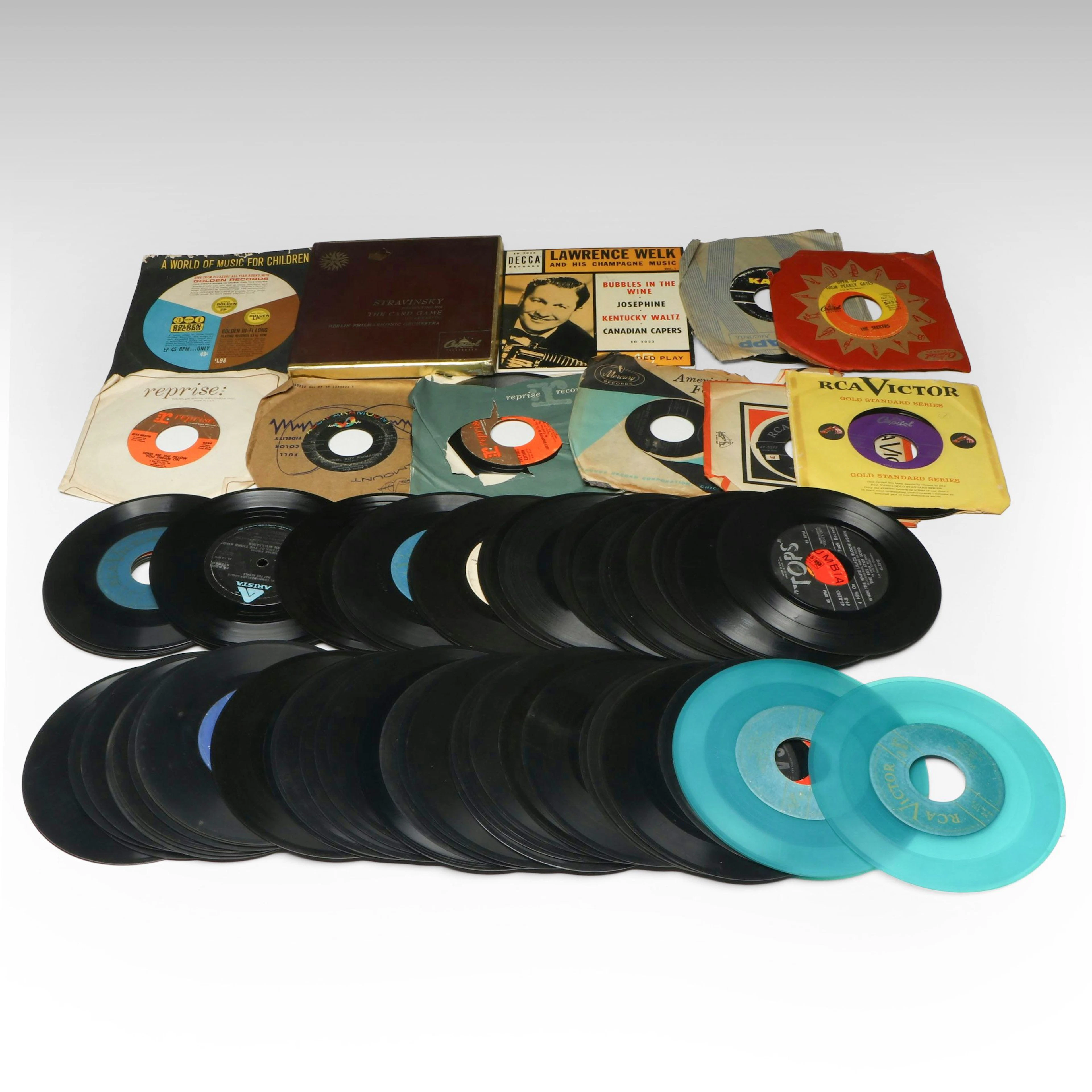 Lawrence Welk and More Vintage 45 RPM Vinyl Records