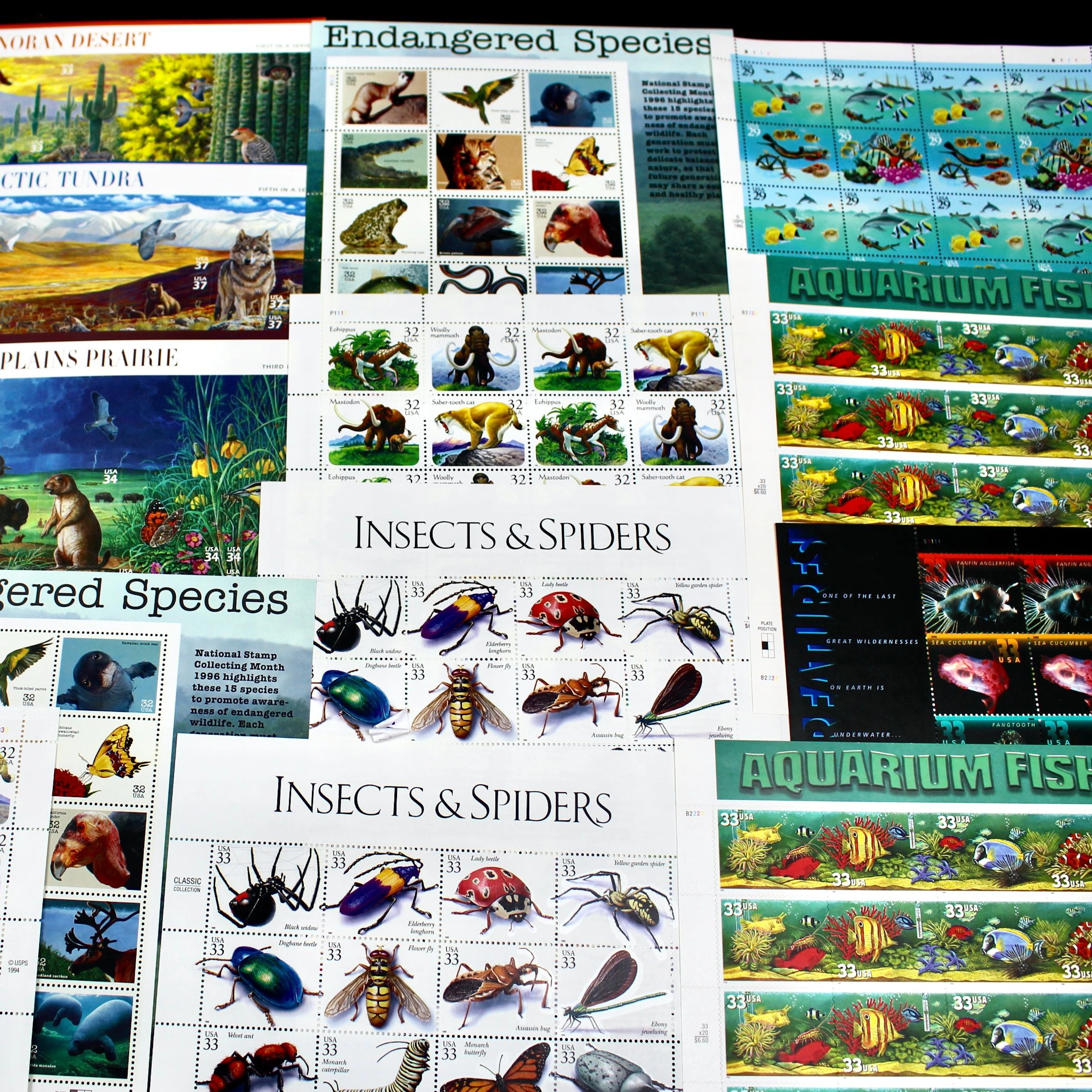 Twenty Different U.S. Miniature Postage Stamp Sheets