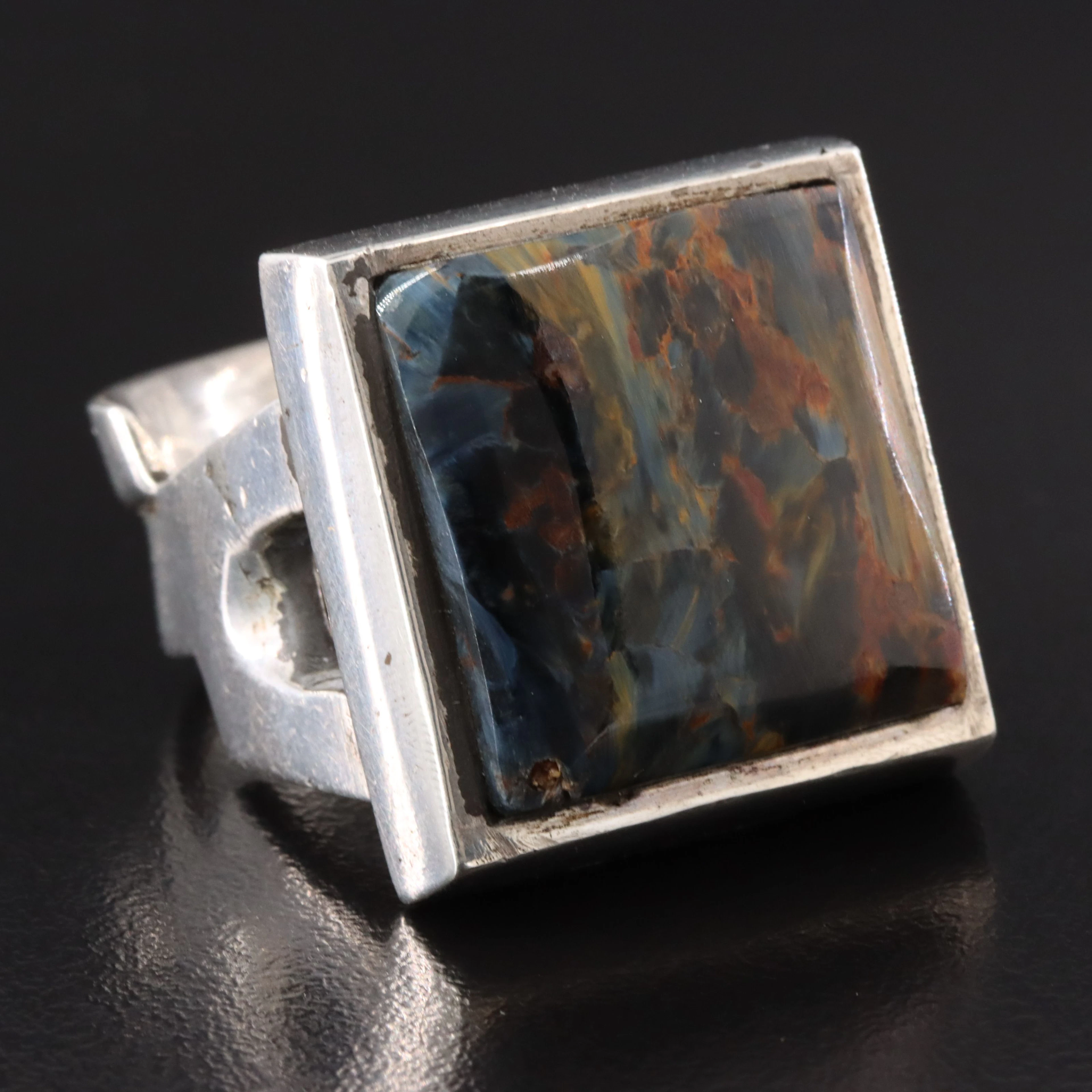 Signed Sterling Pietersite Ring