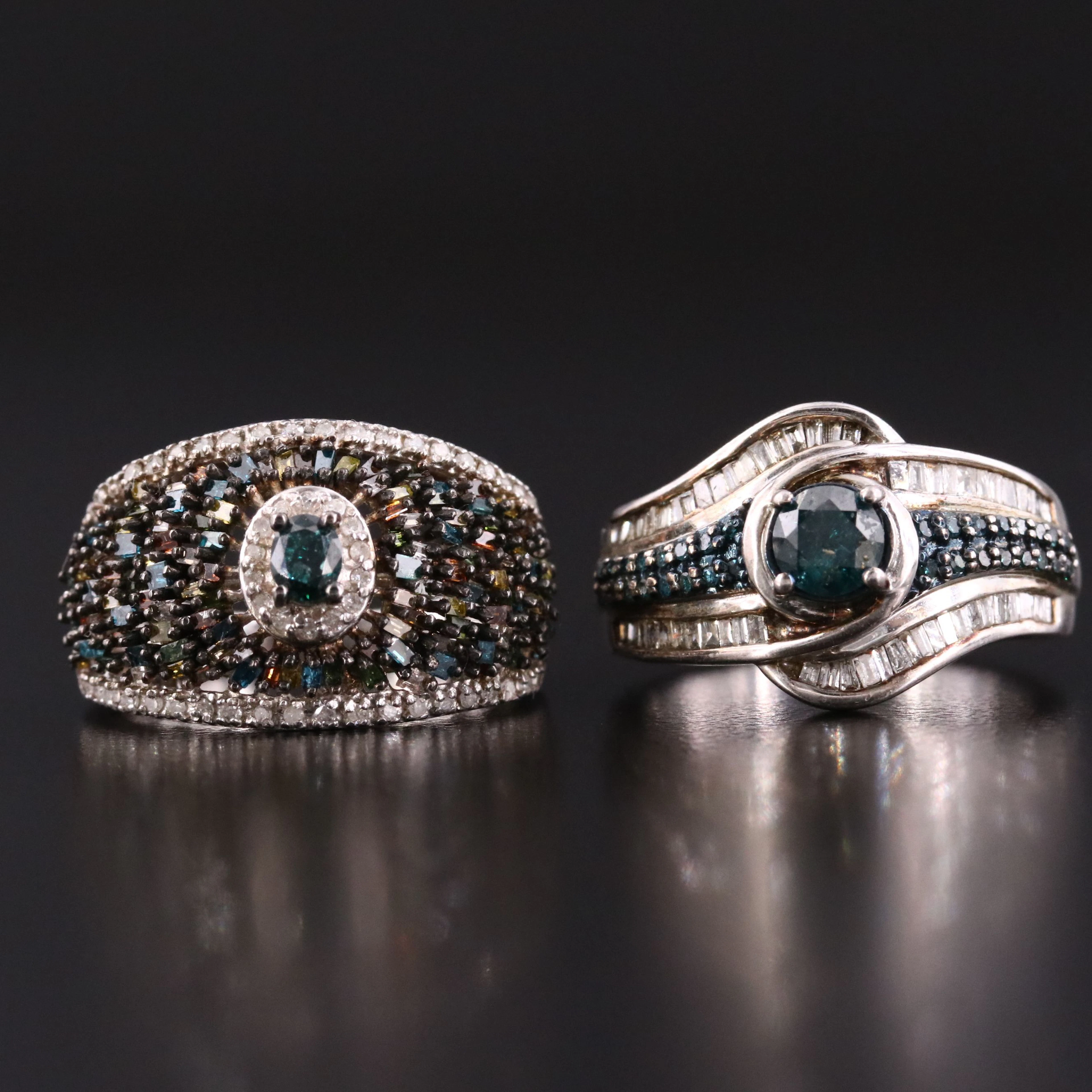 Sterling and Fancy Color Diamond Rings