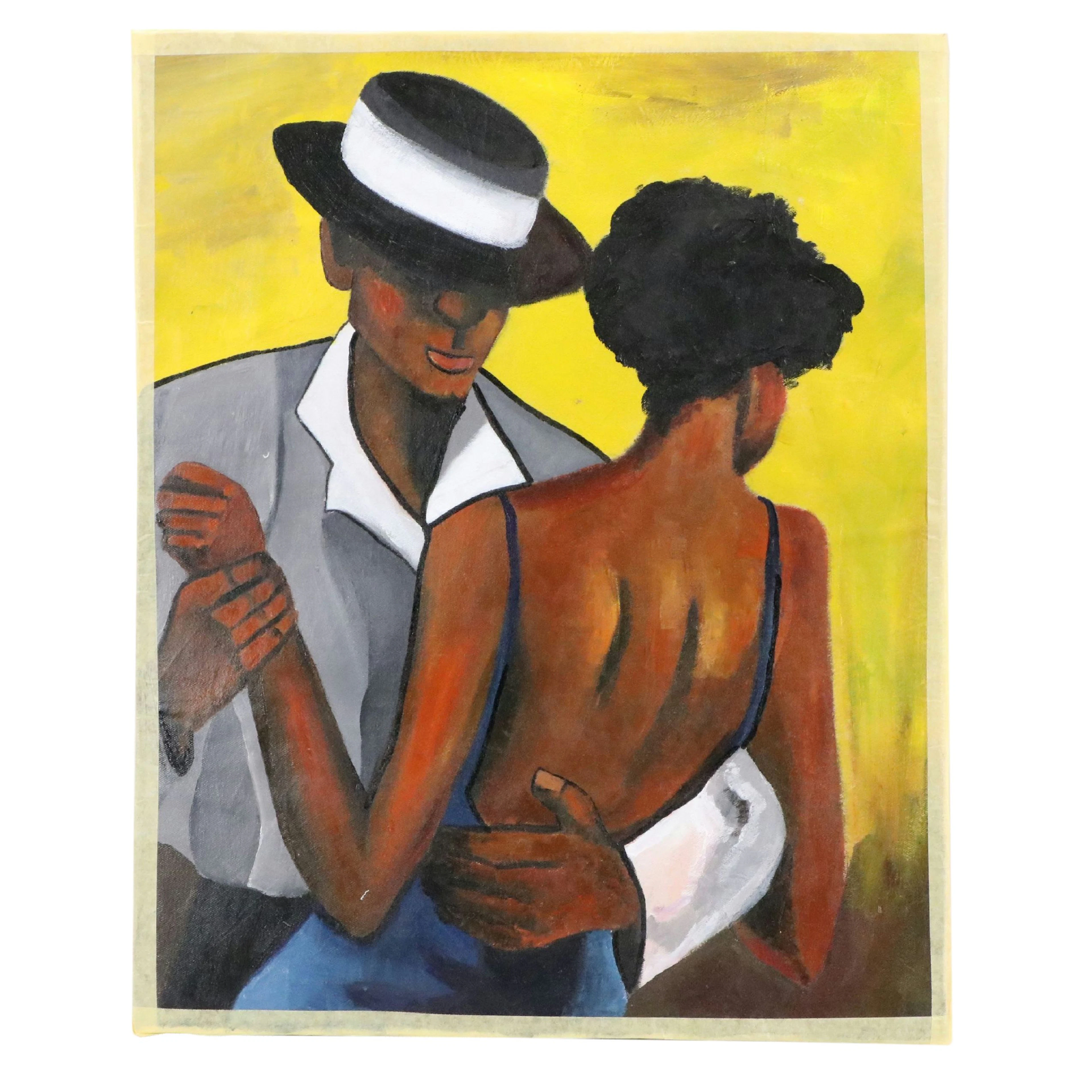 Oluwakemi Omowaire Acrylic Painting "Dance with Me," 21st Century