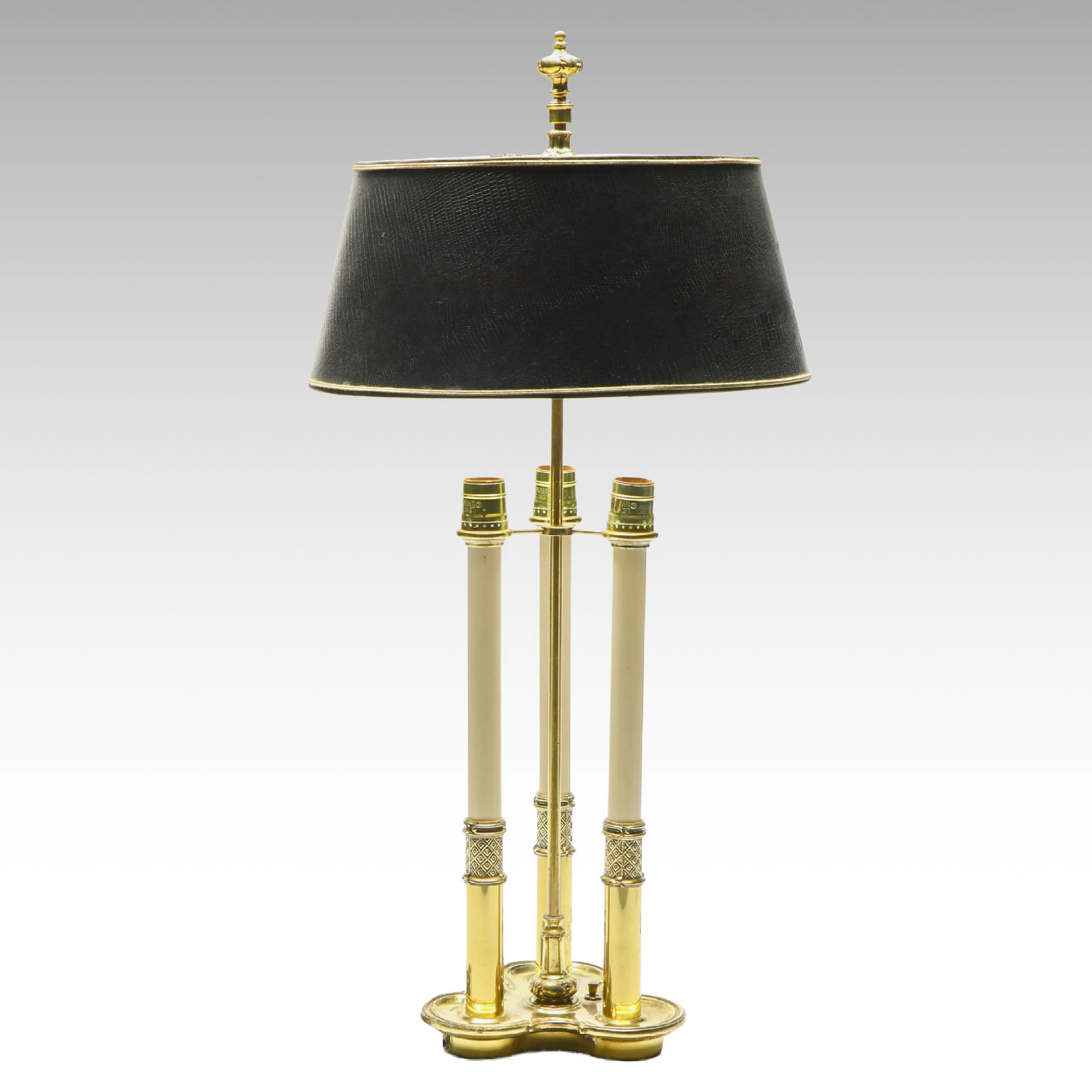 Stiffel Brass Bouillotte Three-Arm Table Lamp