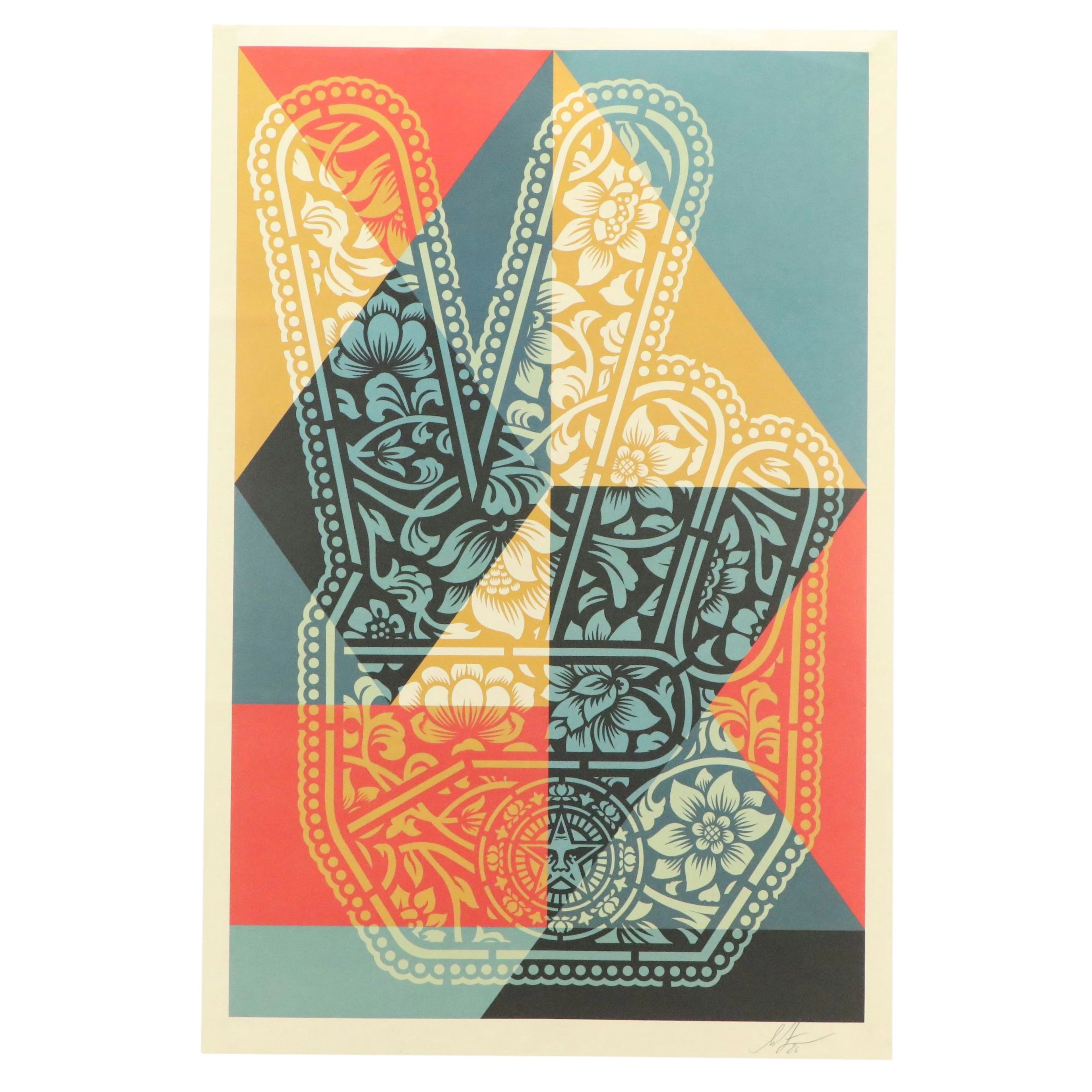 Shepard Fairey Offset Lithograph "Peace Fingers," 2026