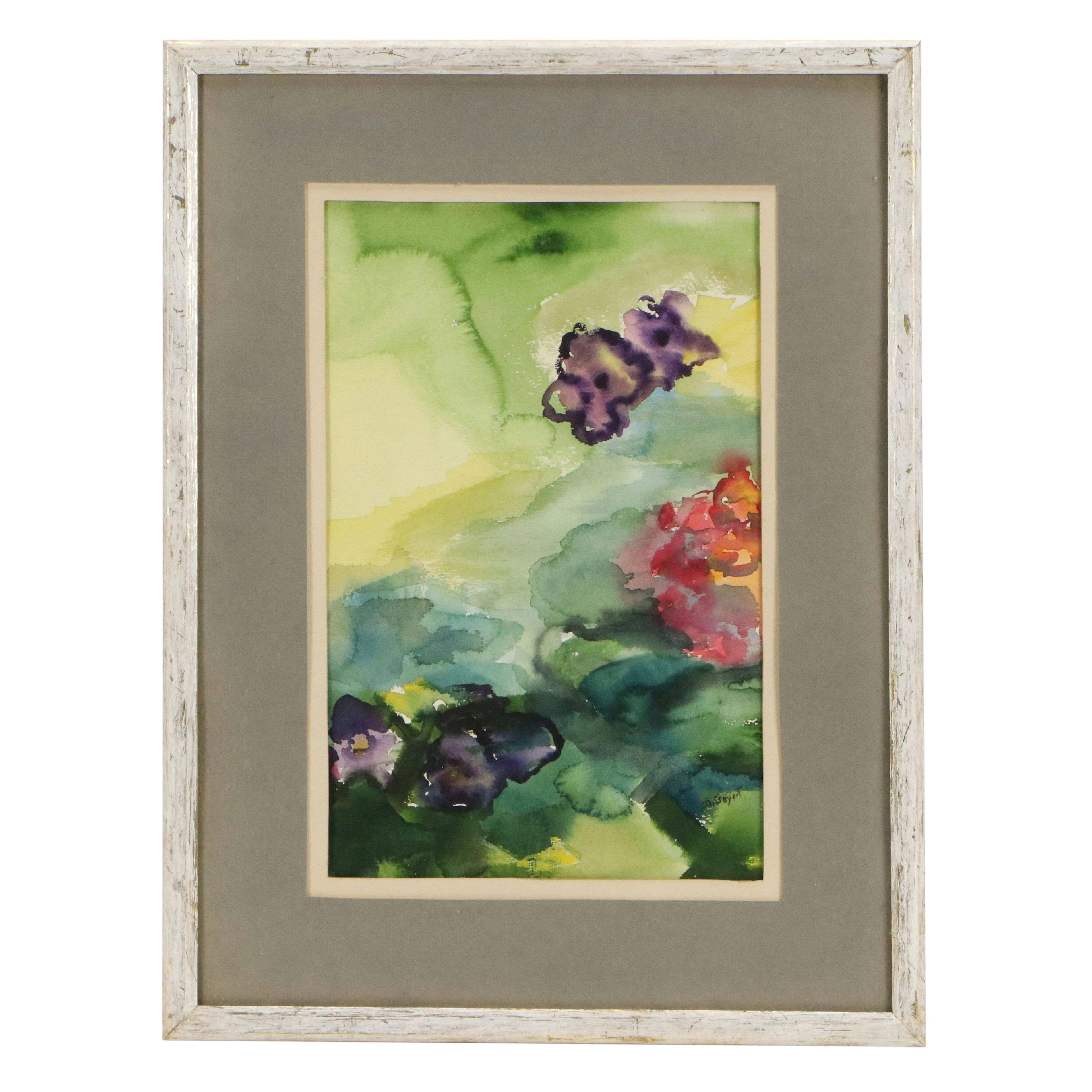 Dottie Goyert Abstract Watercolor Painting "Liquid Spring," 1972