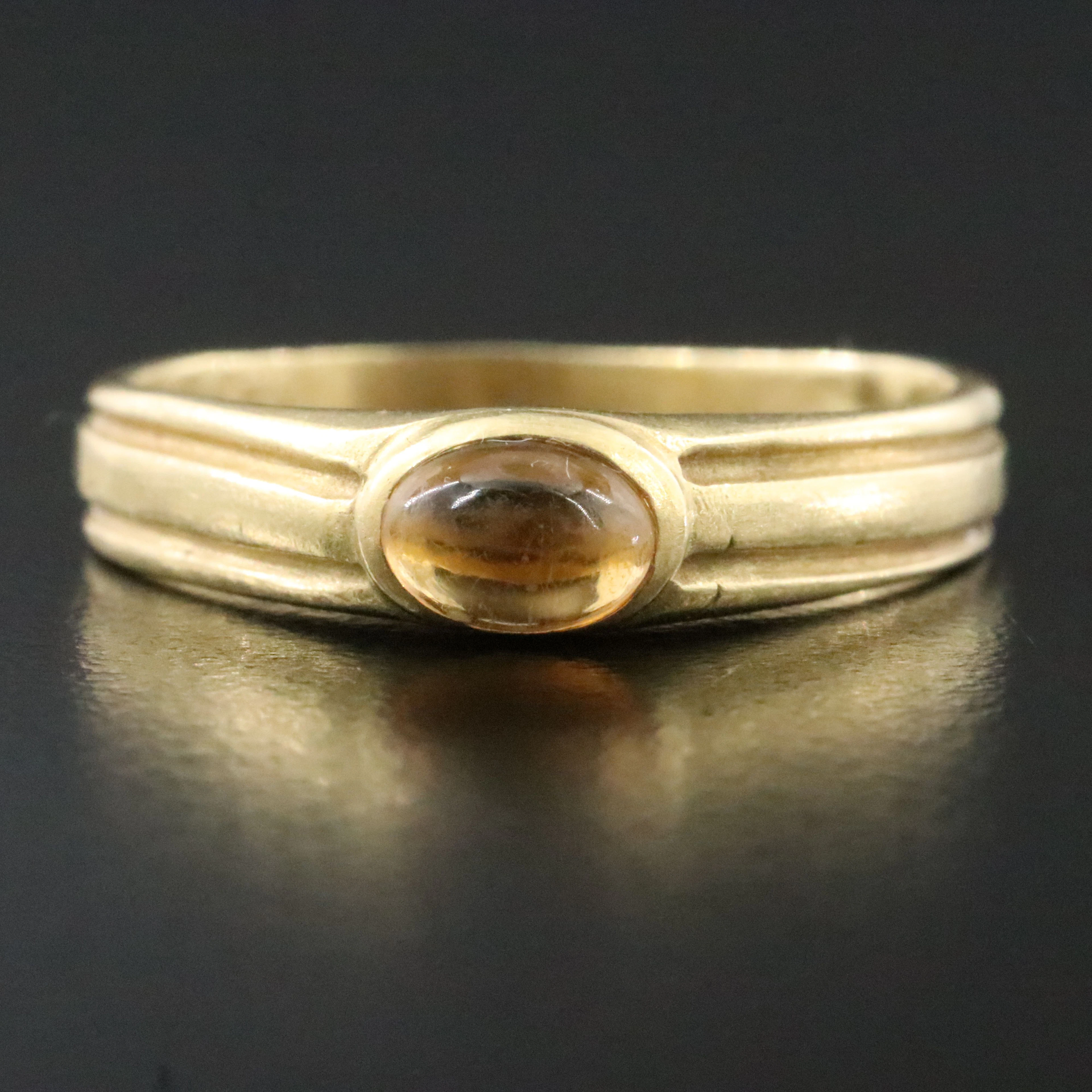 Vintage Vahe Naltchayan 18K Citrine Solitaire Ring in a Matte Finish