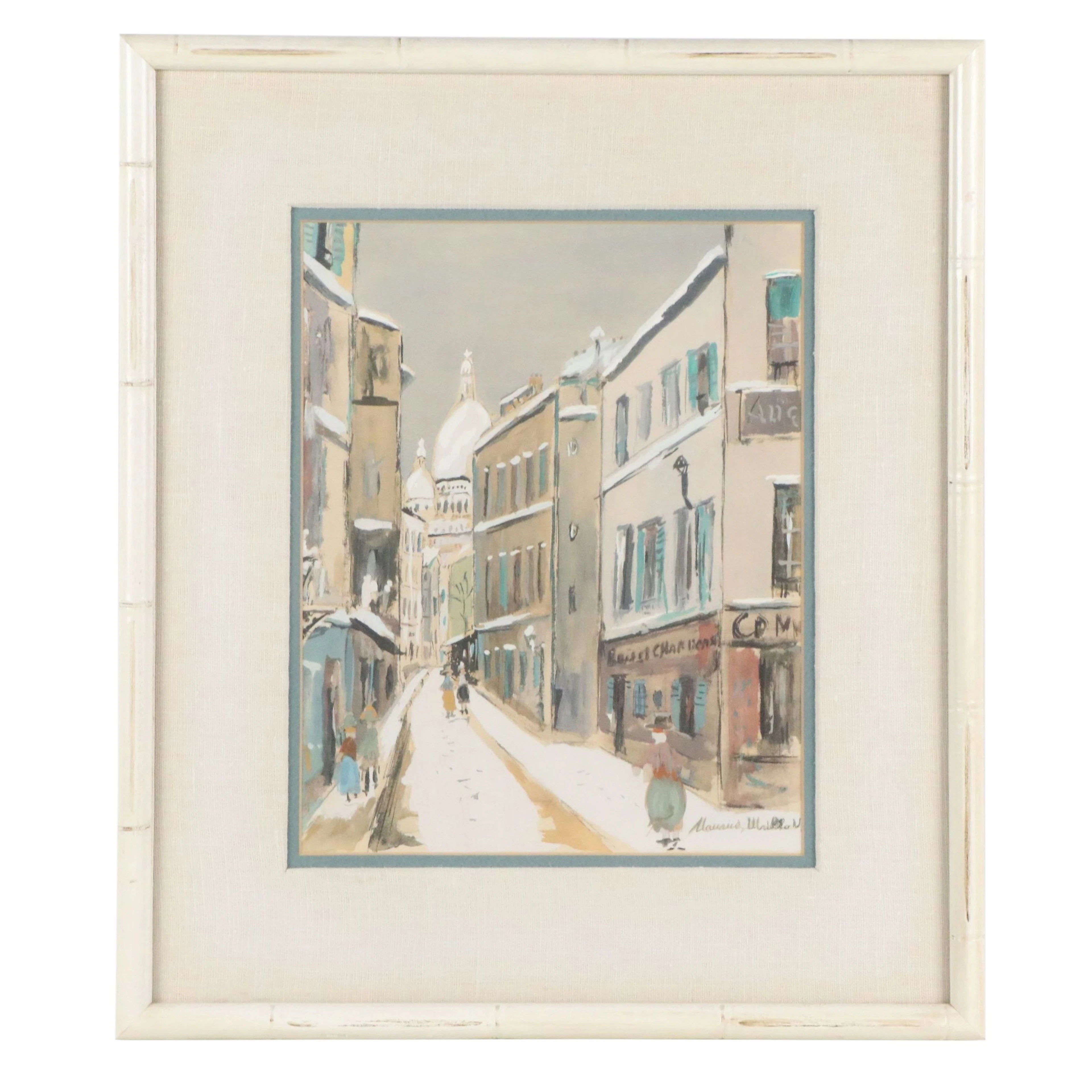 After Maurice Utrillo Lithograph with Pochoir "La Rue Saint-Rustique..."