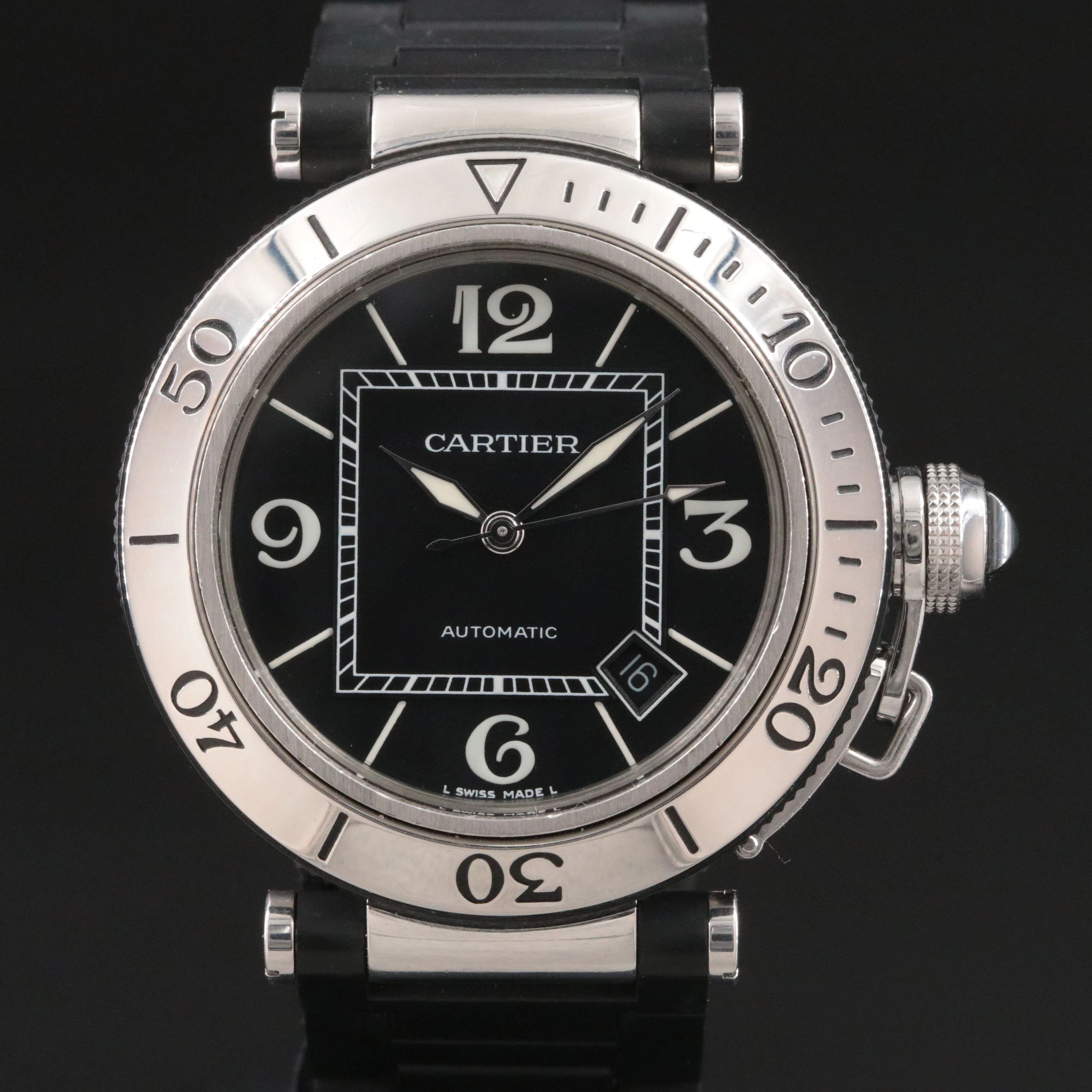 Cartier Pasha Seatimer Steel Black 40mm Automatic Watch