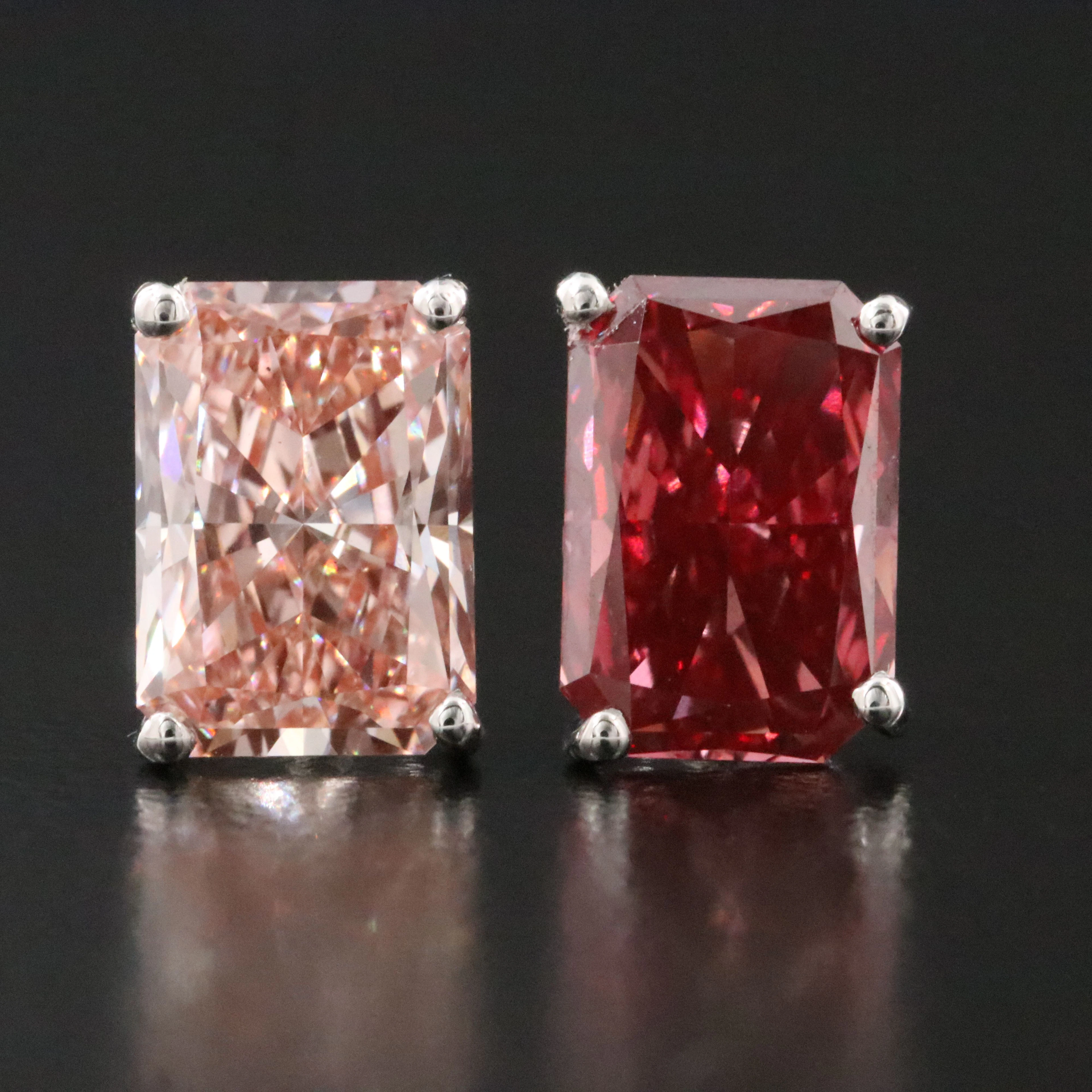 14K 2.04 CTW Lab Grown Fancy Vivid Pink Diamond Stud Earrings with IGI Reports