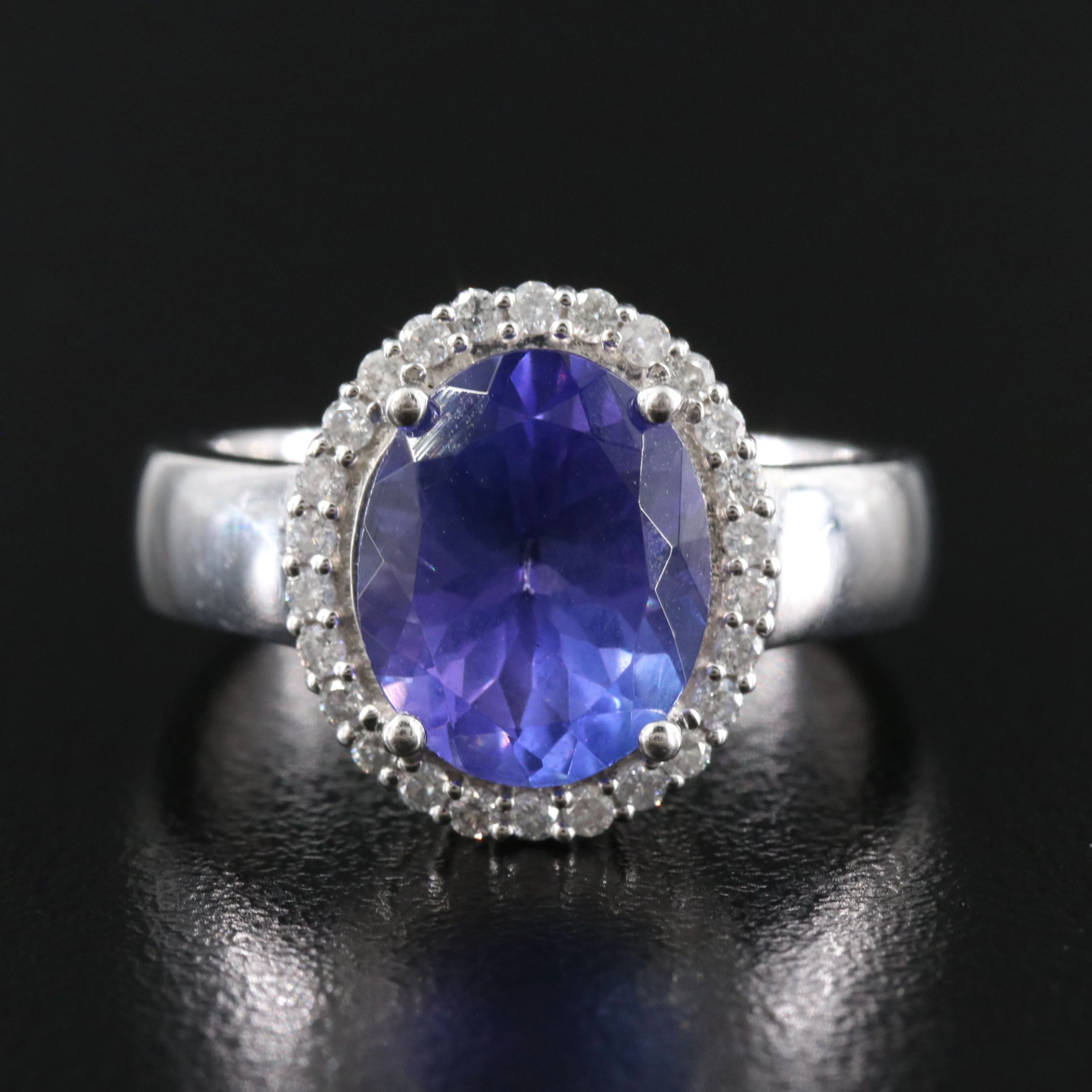Platinum 3.98 CT Tanzanite and Diamond Ring