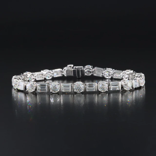 Platinum 21.67 CTW Diamond Line Bracelet with Online GIA Reports
