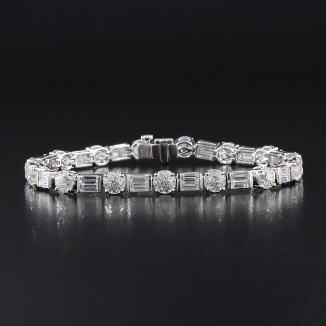 Platinum 21.67 CTW Diamond Line Bracelet with Online GIA Reports