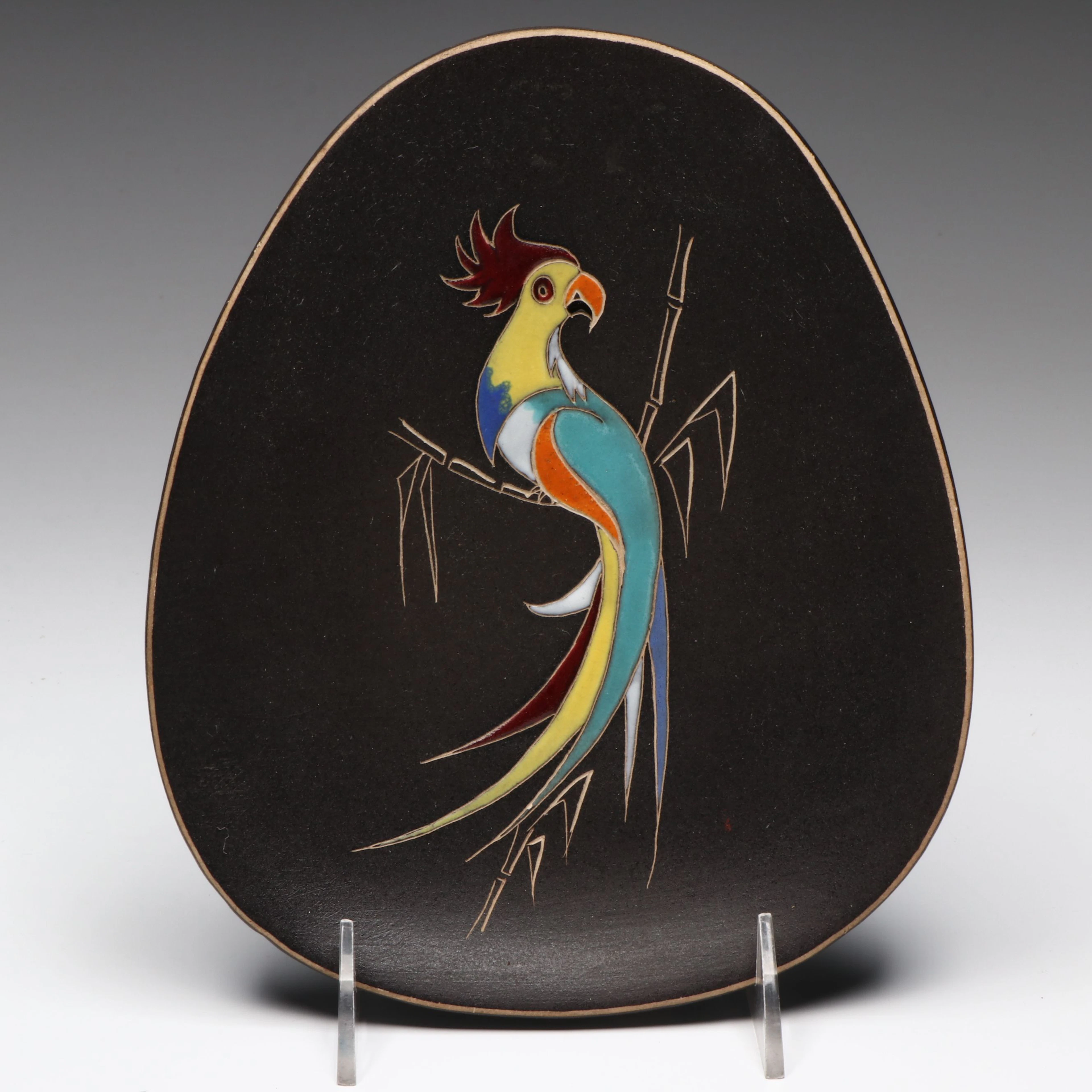 Ruscha Keramik "Papager" Parrot Hand-Painted Ceramic Wall Plate