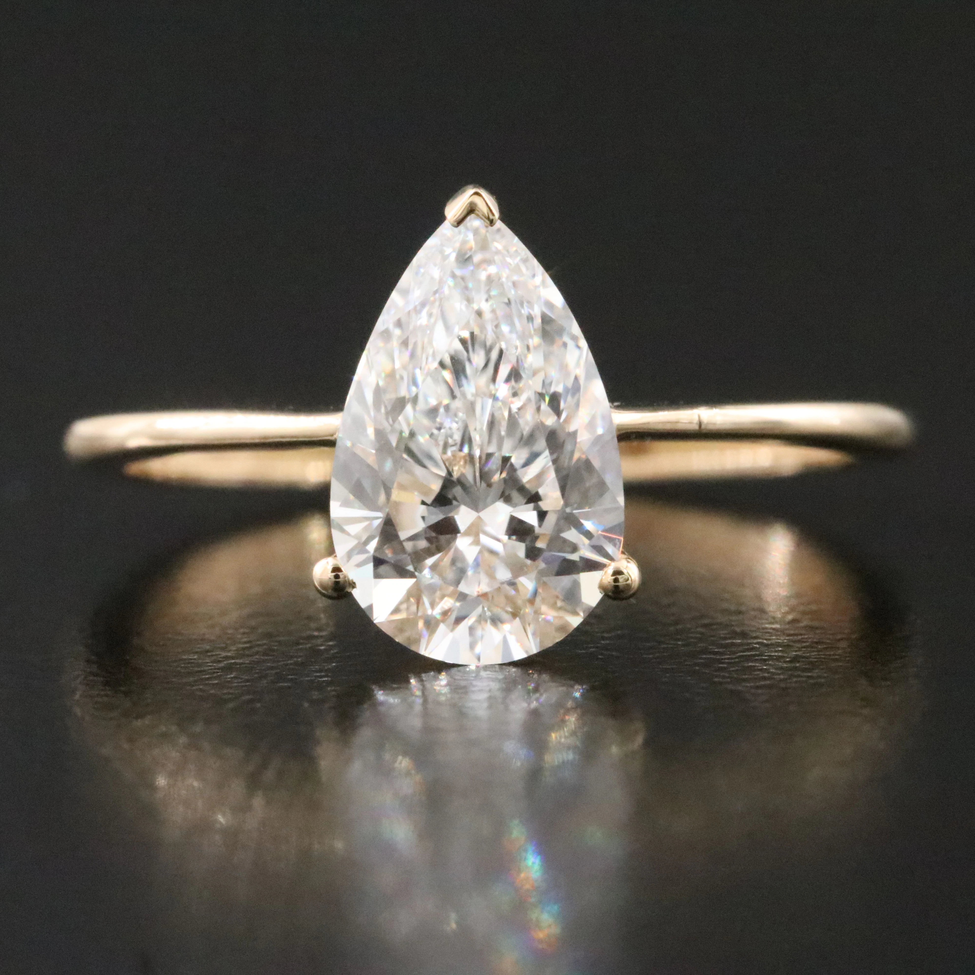 14K 1.56 CT Lab Grown Fancy Diamond Solitaire Ring with IGI Report