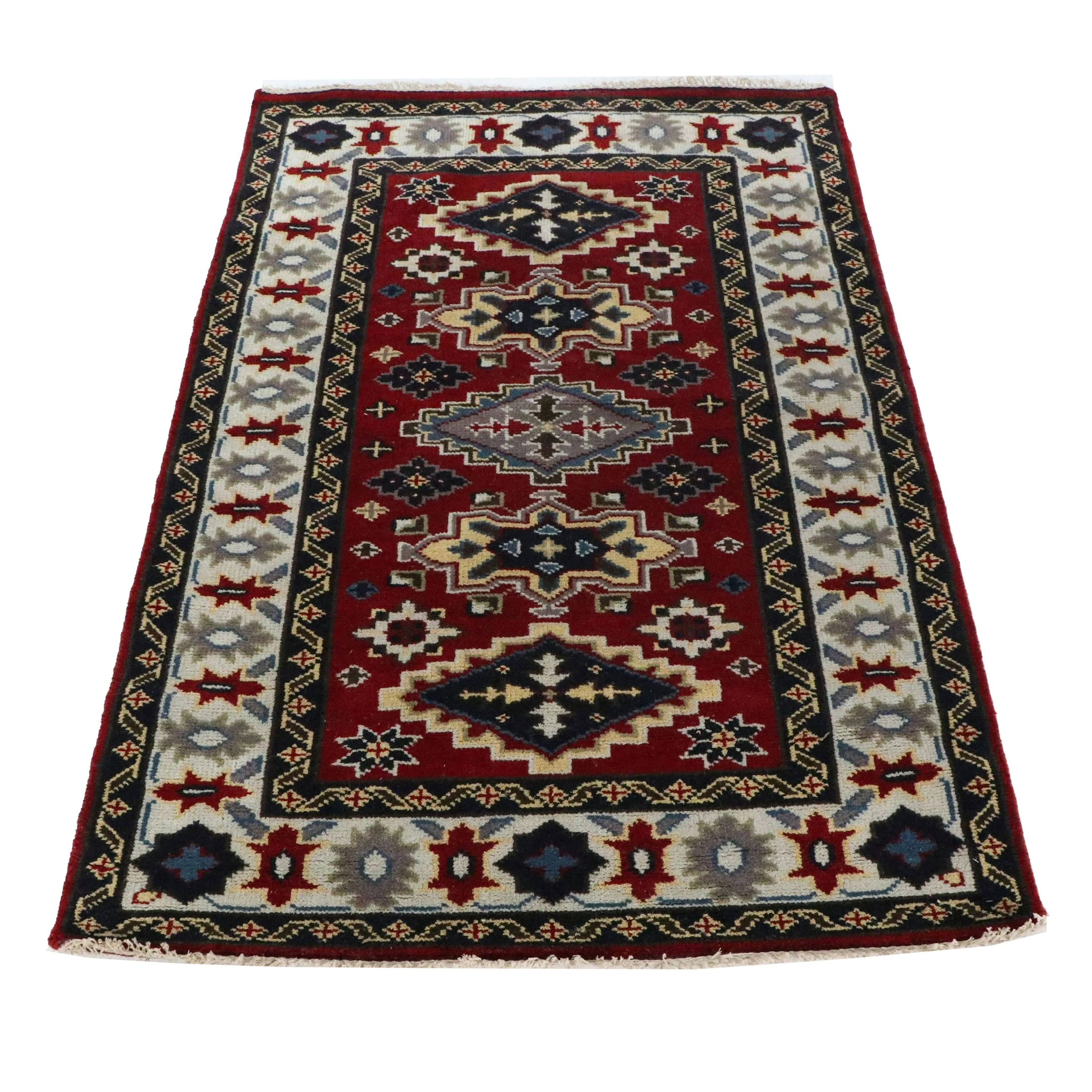 4'1 x 6'2 Hand-Knotted Pakistani Kazak Area Rug