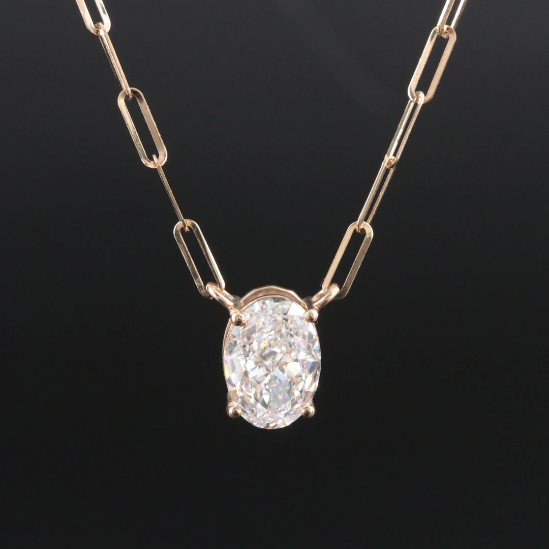 14K 2.01 CT Lab Grown Diamond Solitaire Necklace with IGI Report