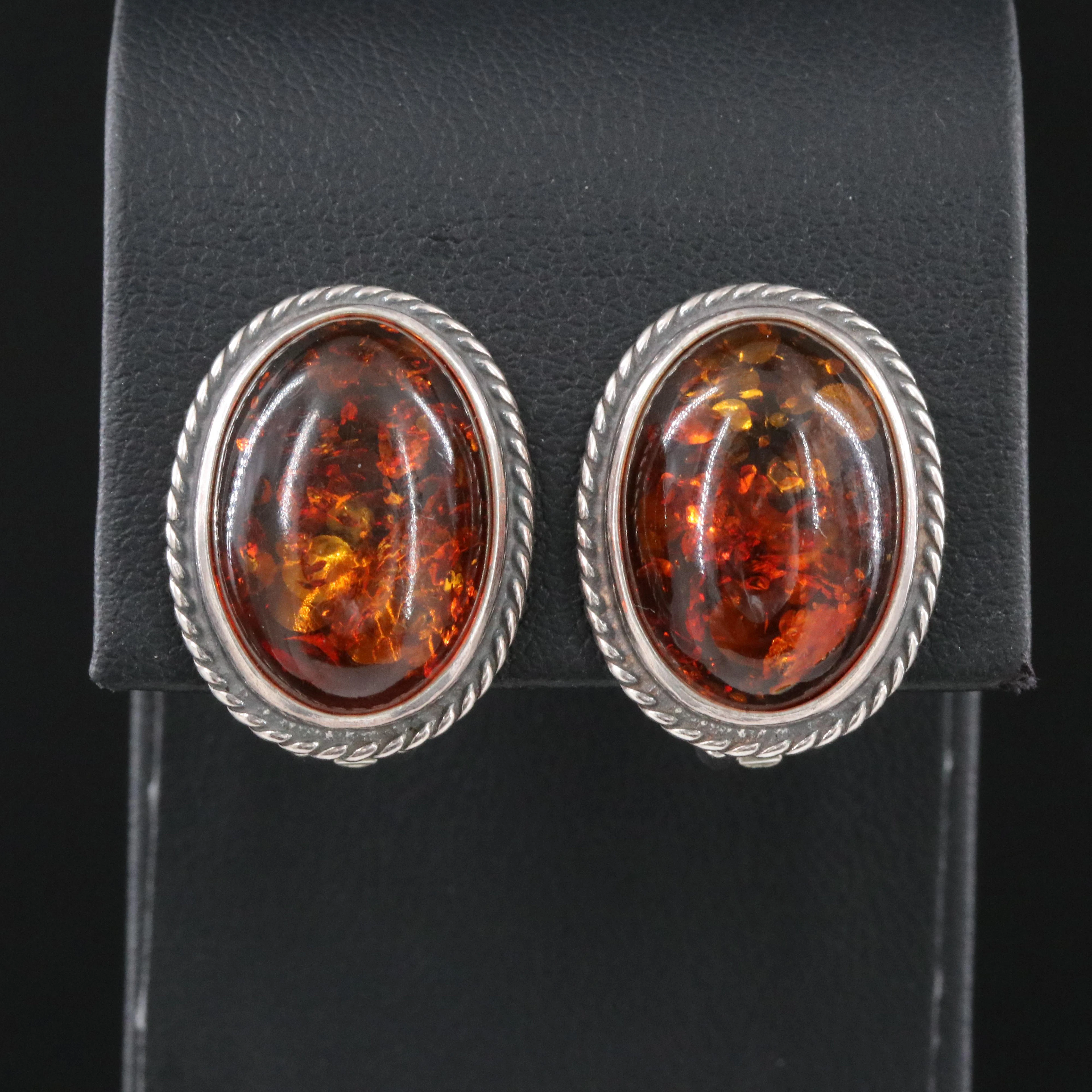 Sterling Amber Earrings