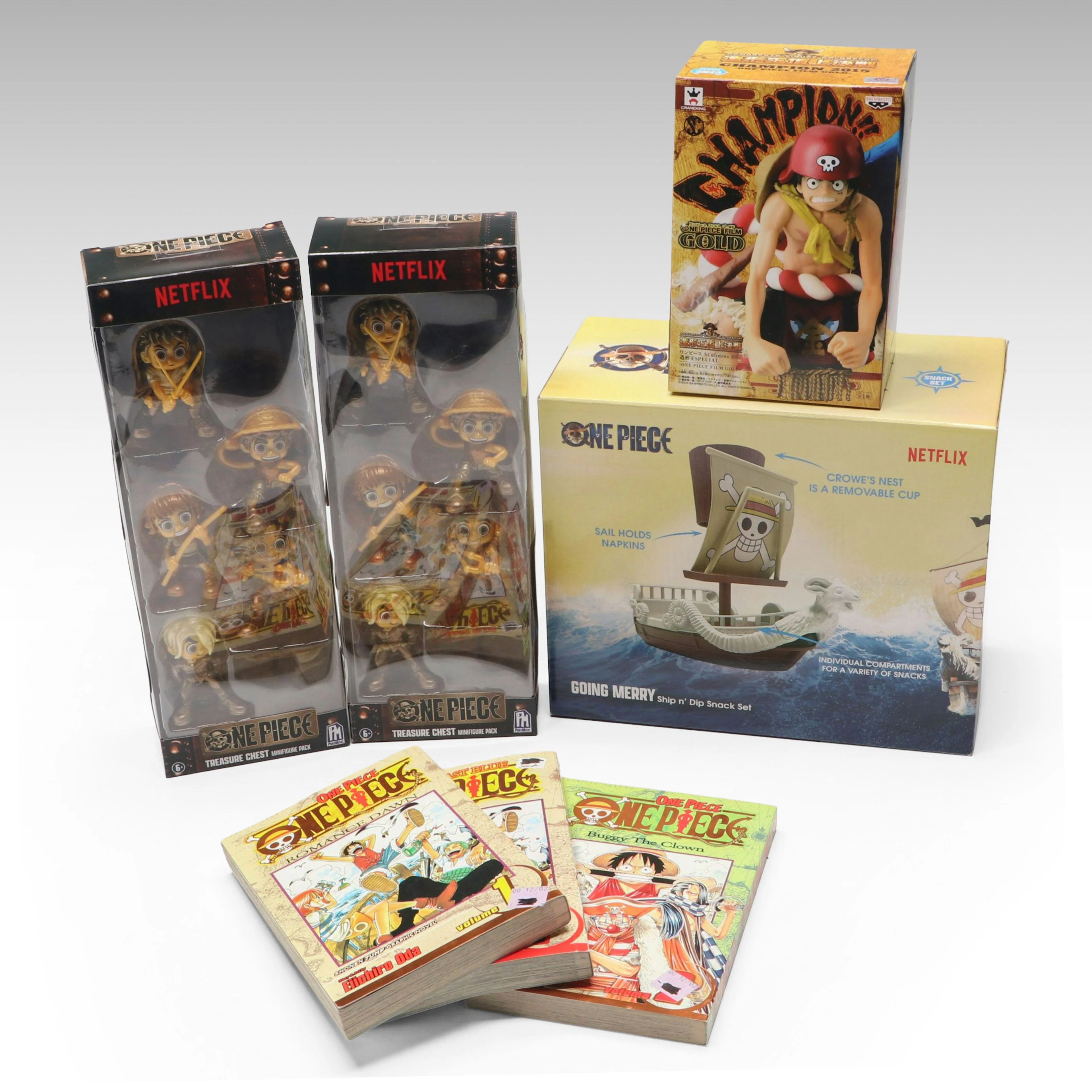 "One Piece" Manga Volumes, Minifigure Packs, and More Anime Collectibles
