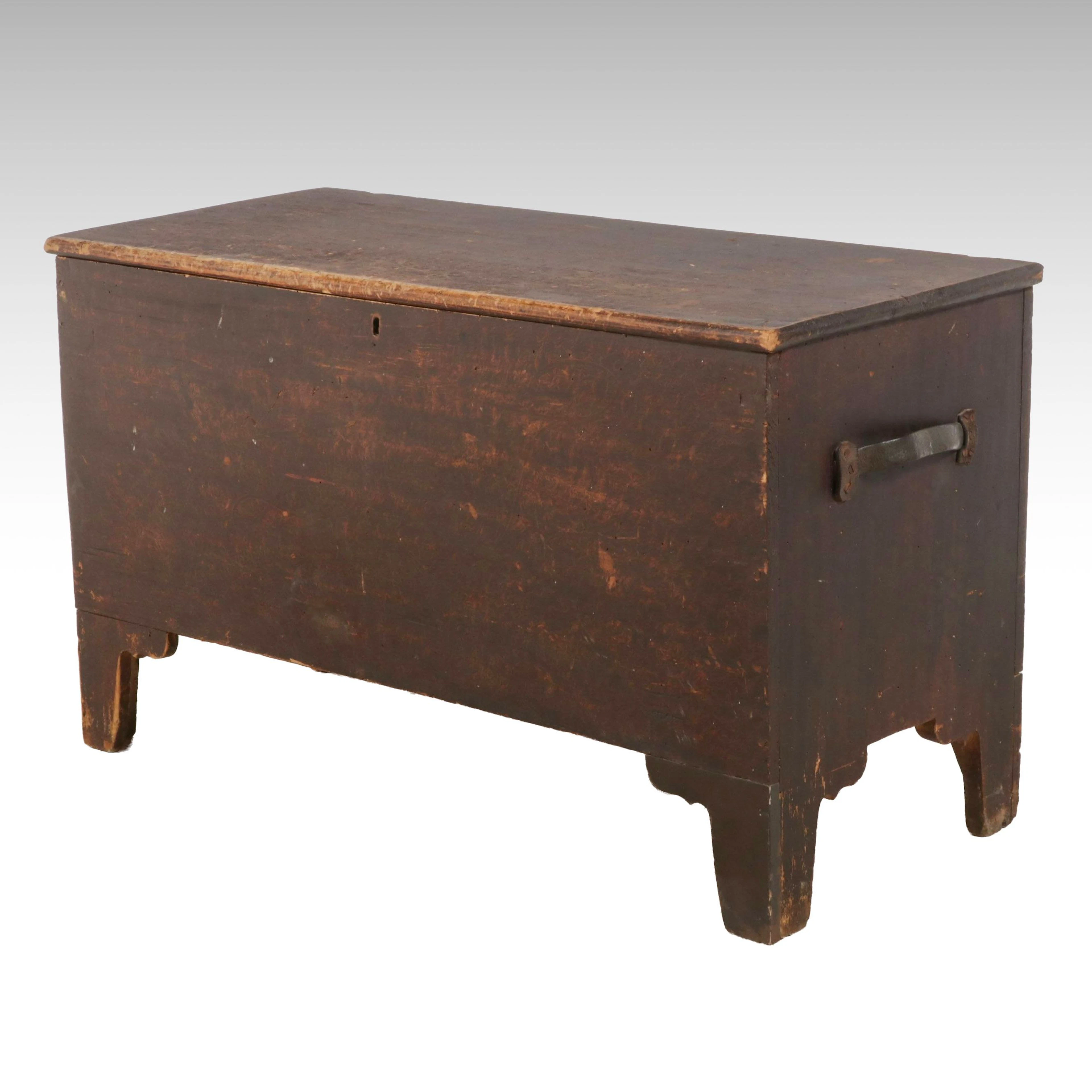 American Primitive Stained Pine Blanket Chest, 19th Century