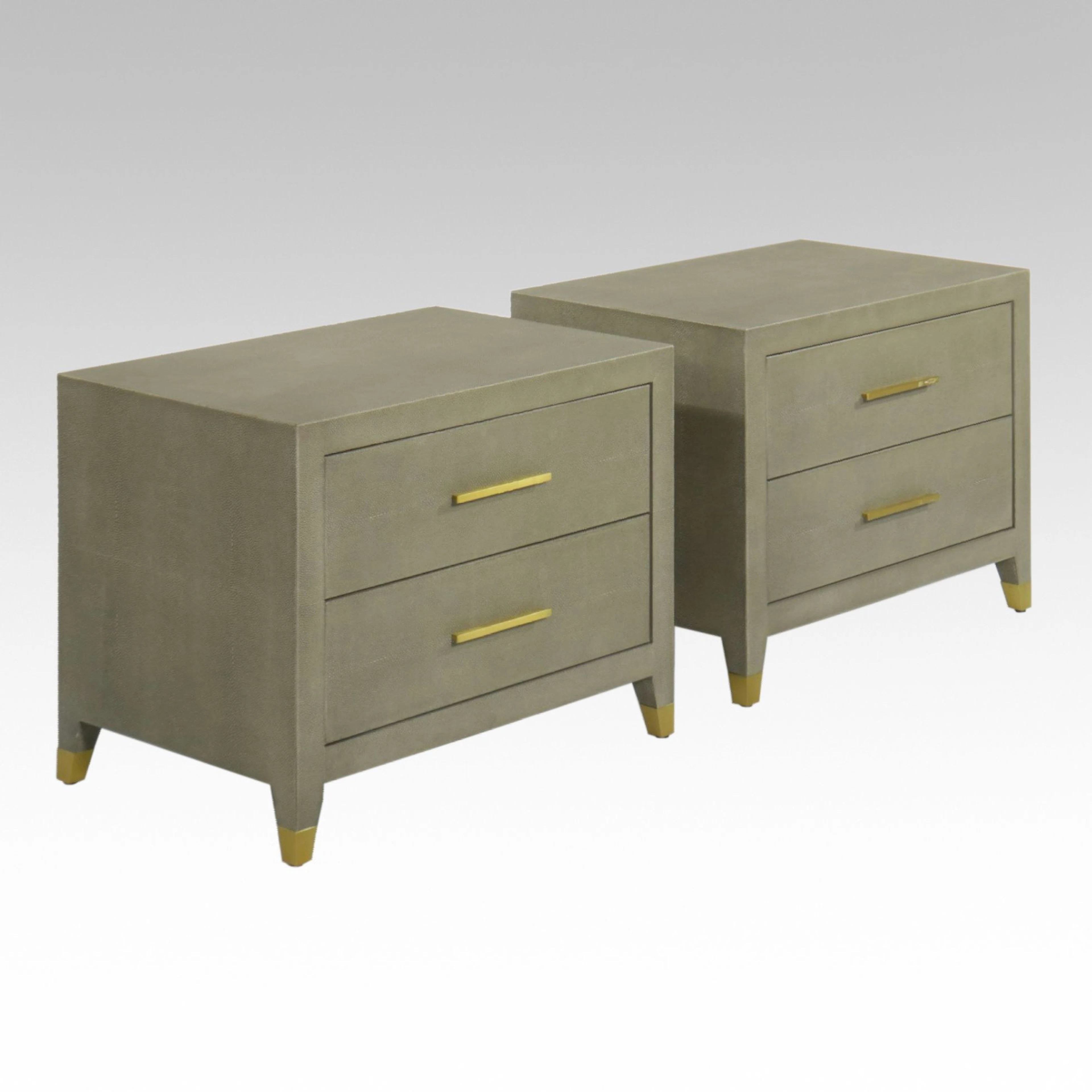 Restoration Hardware "Graydon" Shagreen Leather Finished Nightstands
