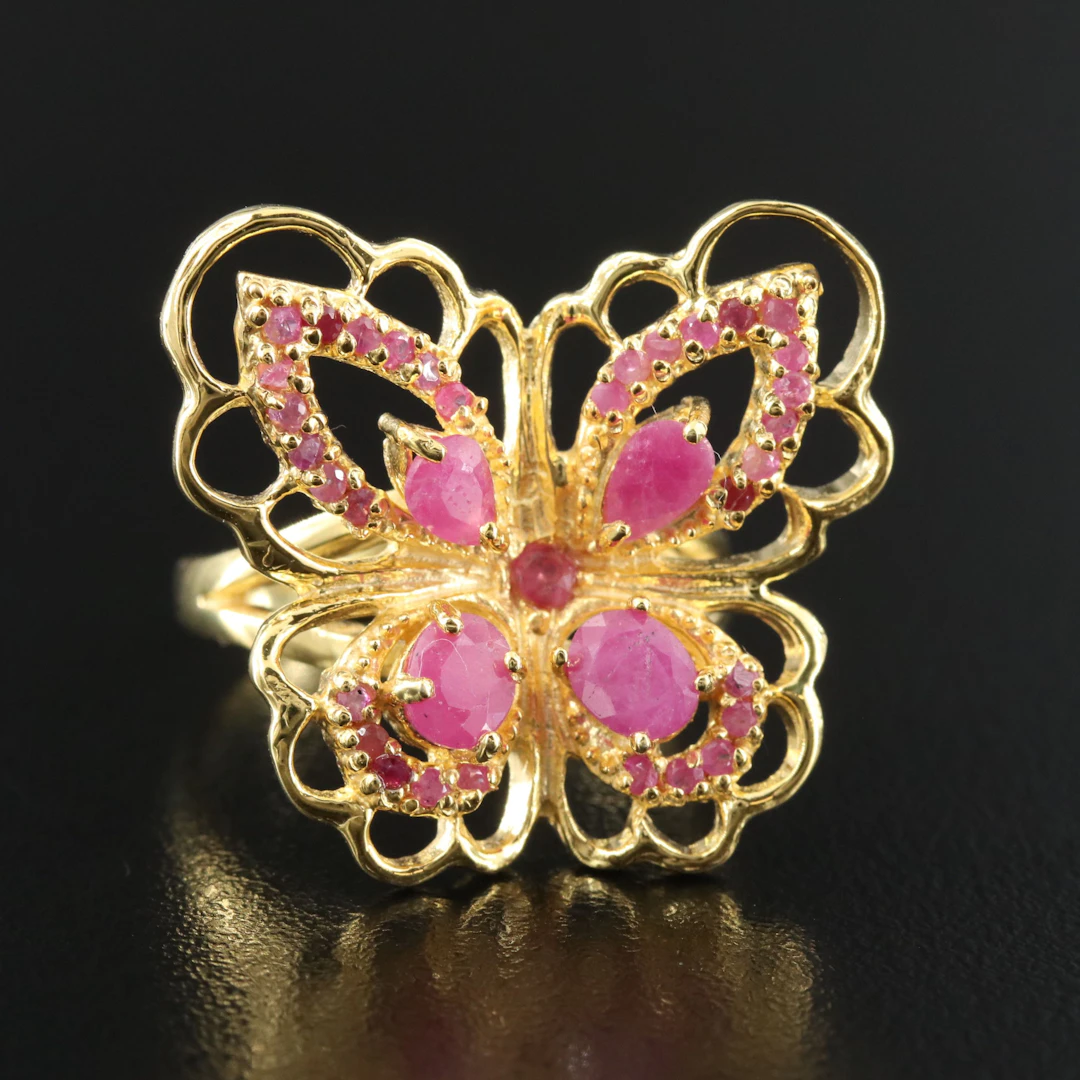 Sterling Ruby Butterfly Ring