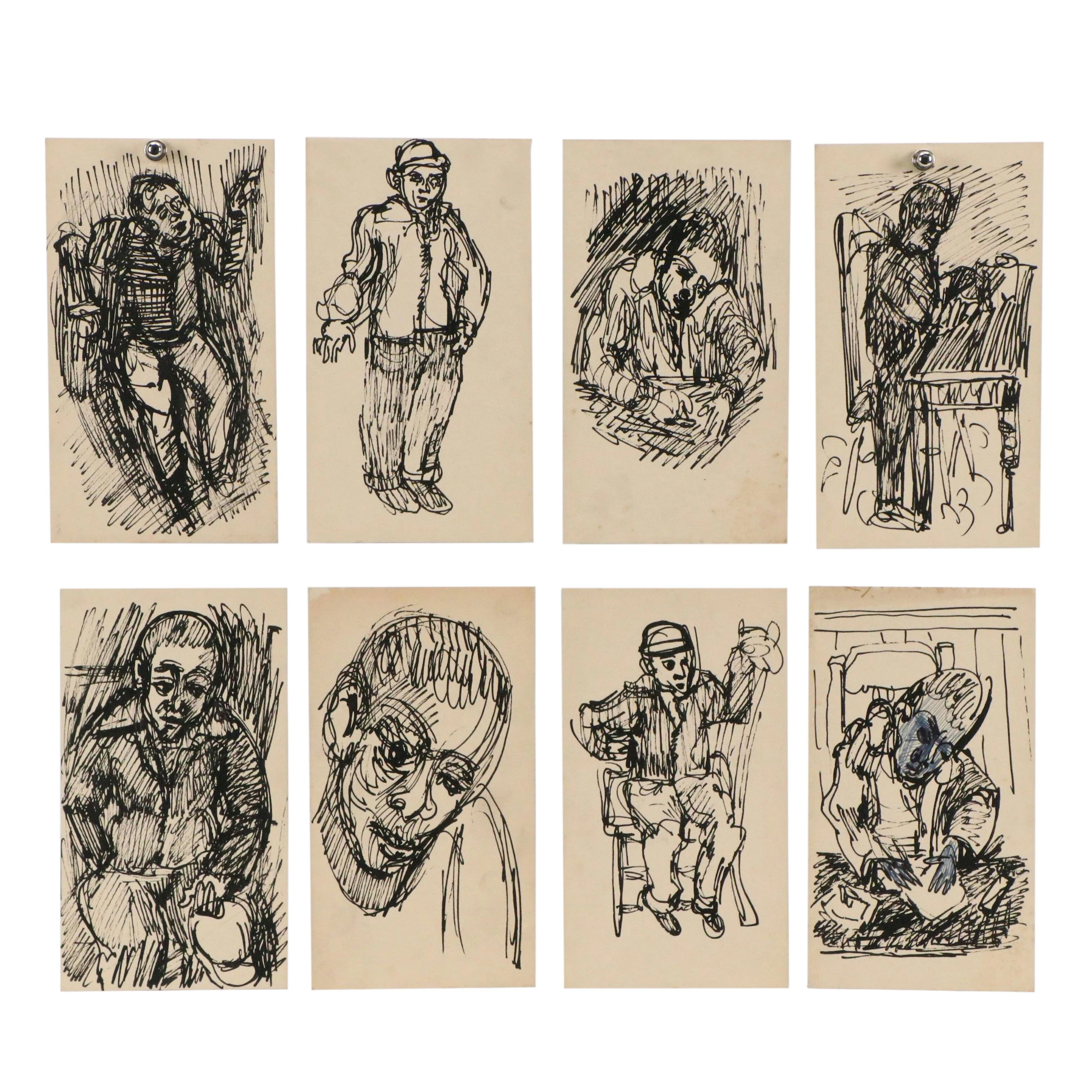 Achillo "Achi" Sullo Ink Drawings of Figure Studies