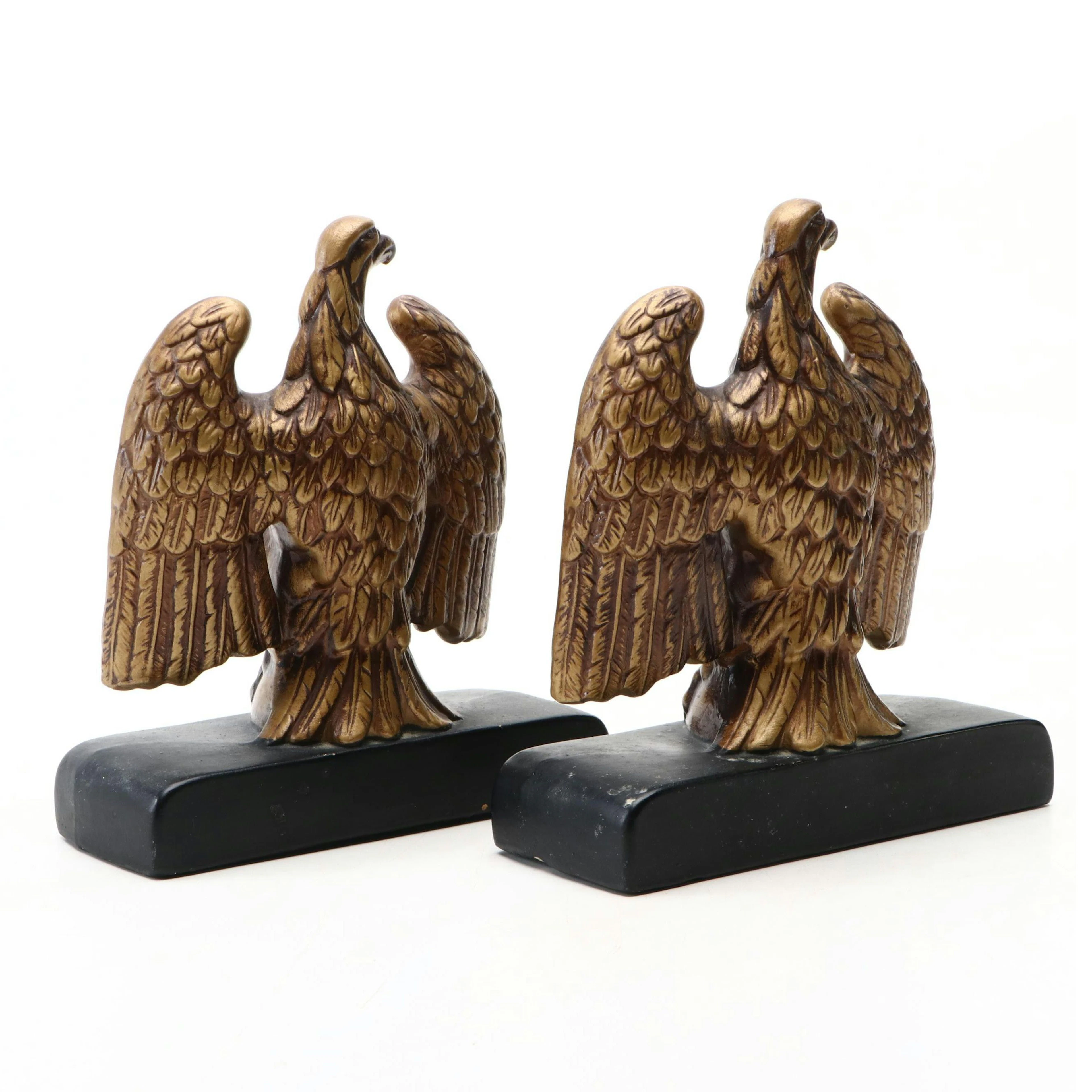 Lego Japanese Ceramic Bald Eagle Bookends, Mid-20th Century