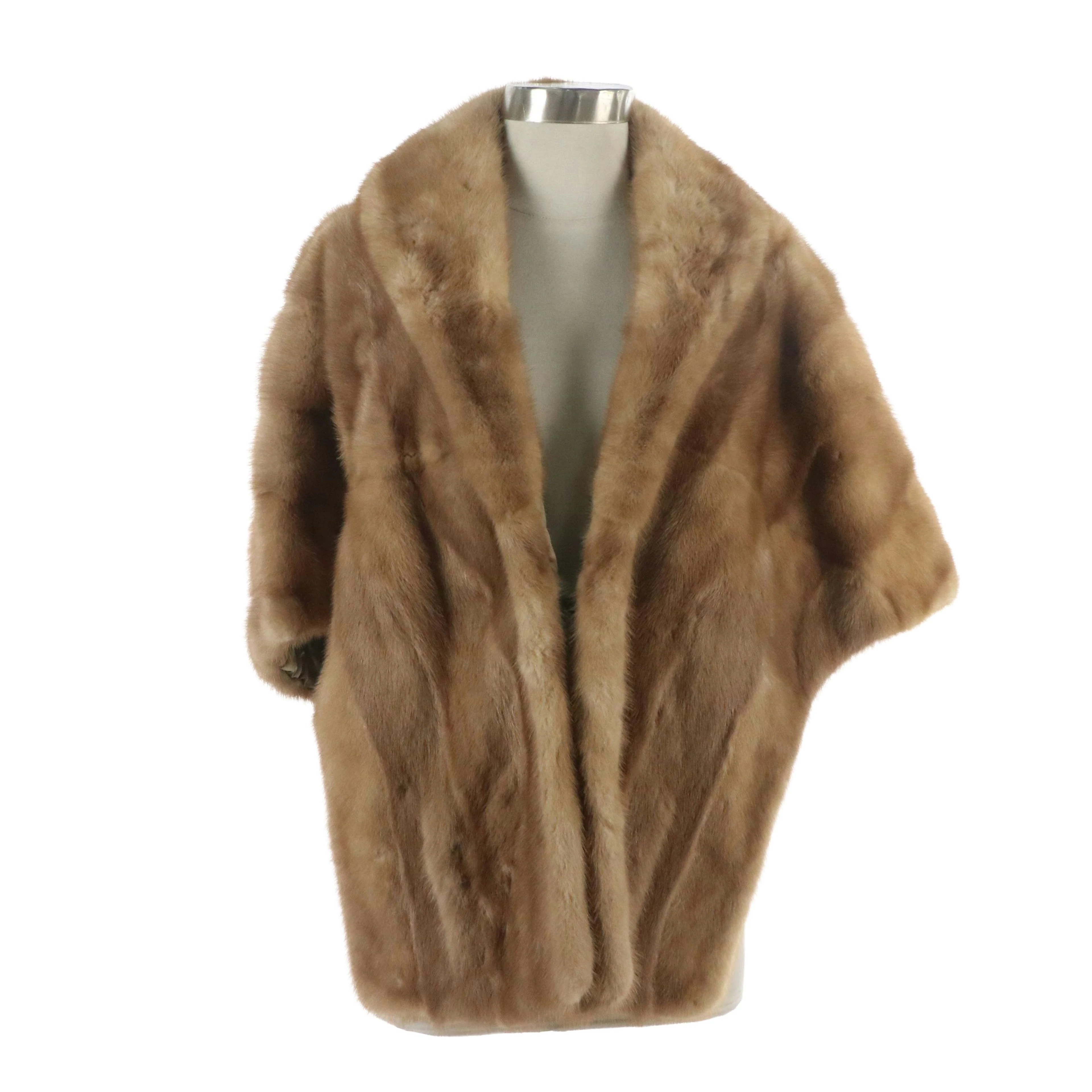 Pastel Mink Fur Collared Stole and Marten Fur Collar