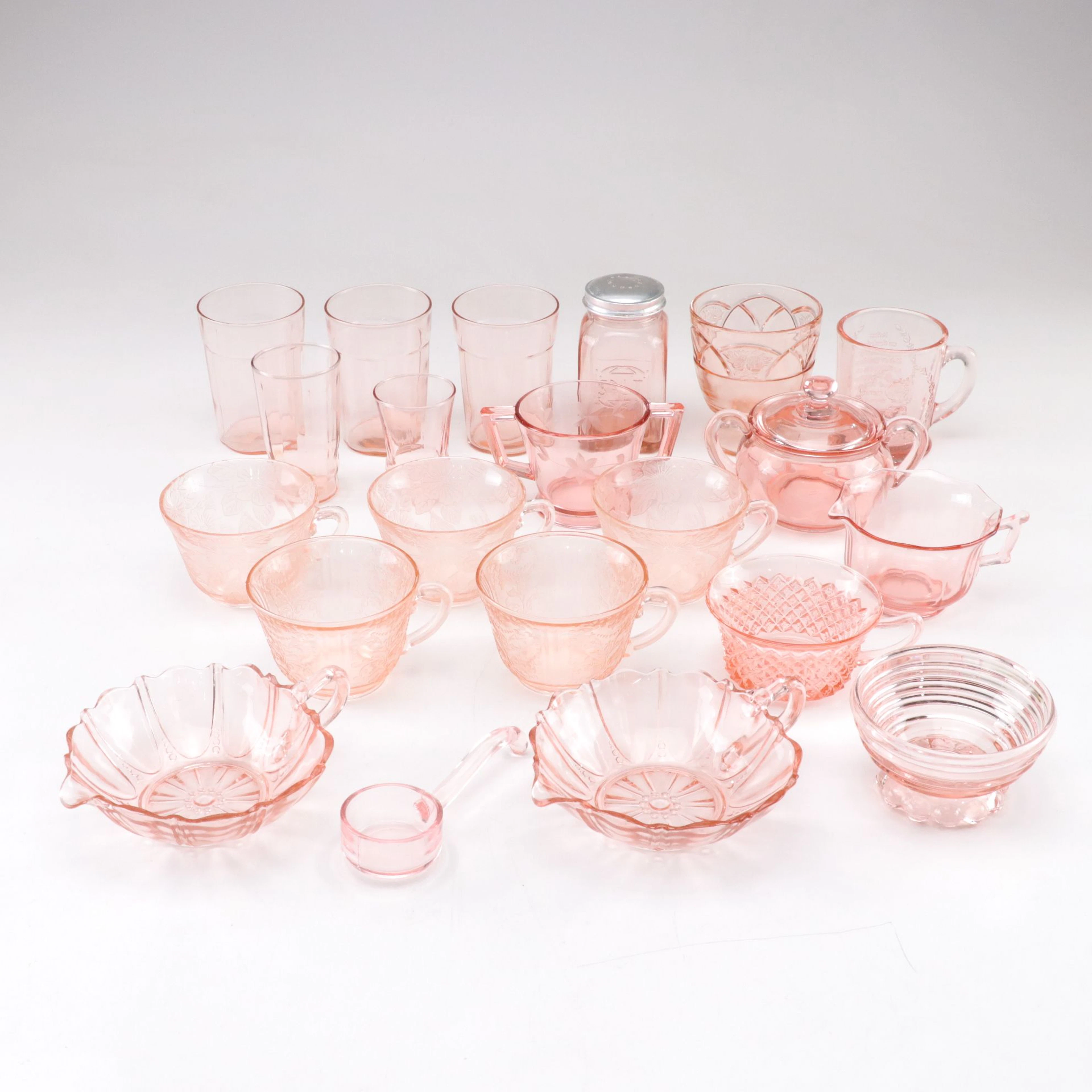 Anchor Hocking, Heisey, Hazel Atlas, Macbeth-Evans & More Pink Depression Glass