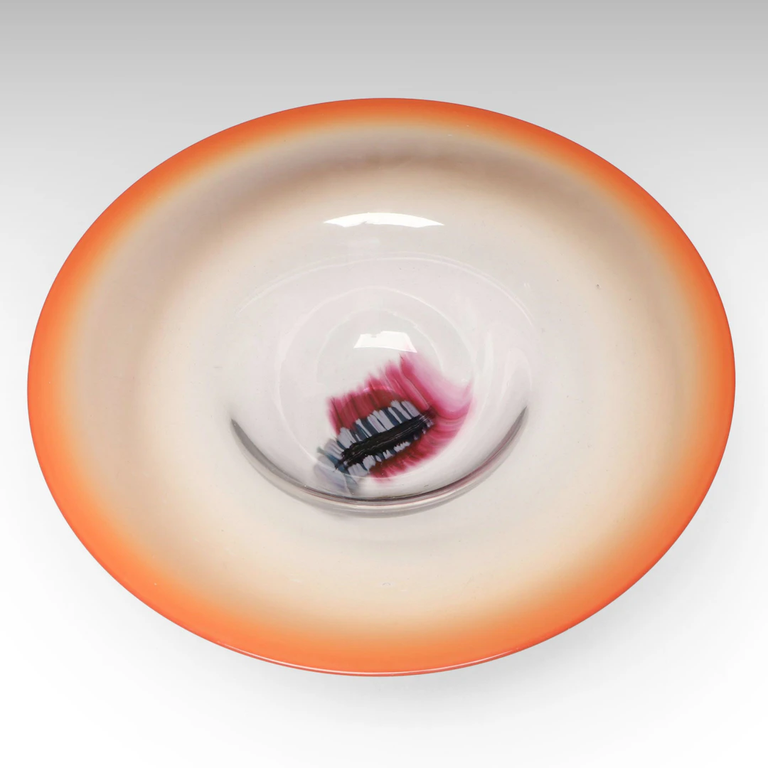Signed Amy Roberts Art Glass Centerpiece Bowl, 1979