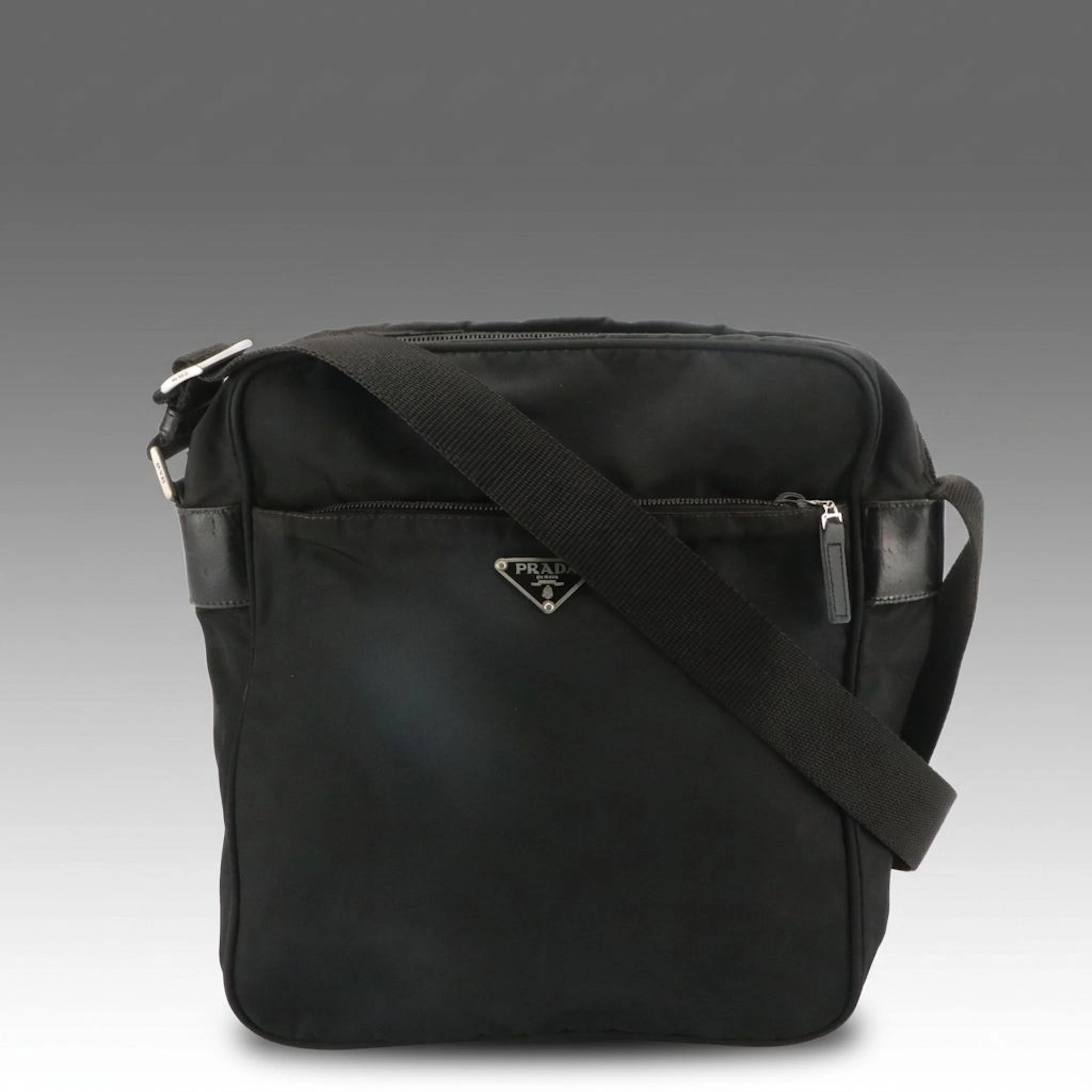 Prada Black Tessuto Nylon and Leather Crossbody Bag