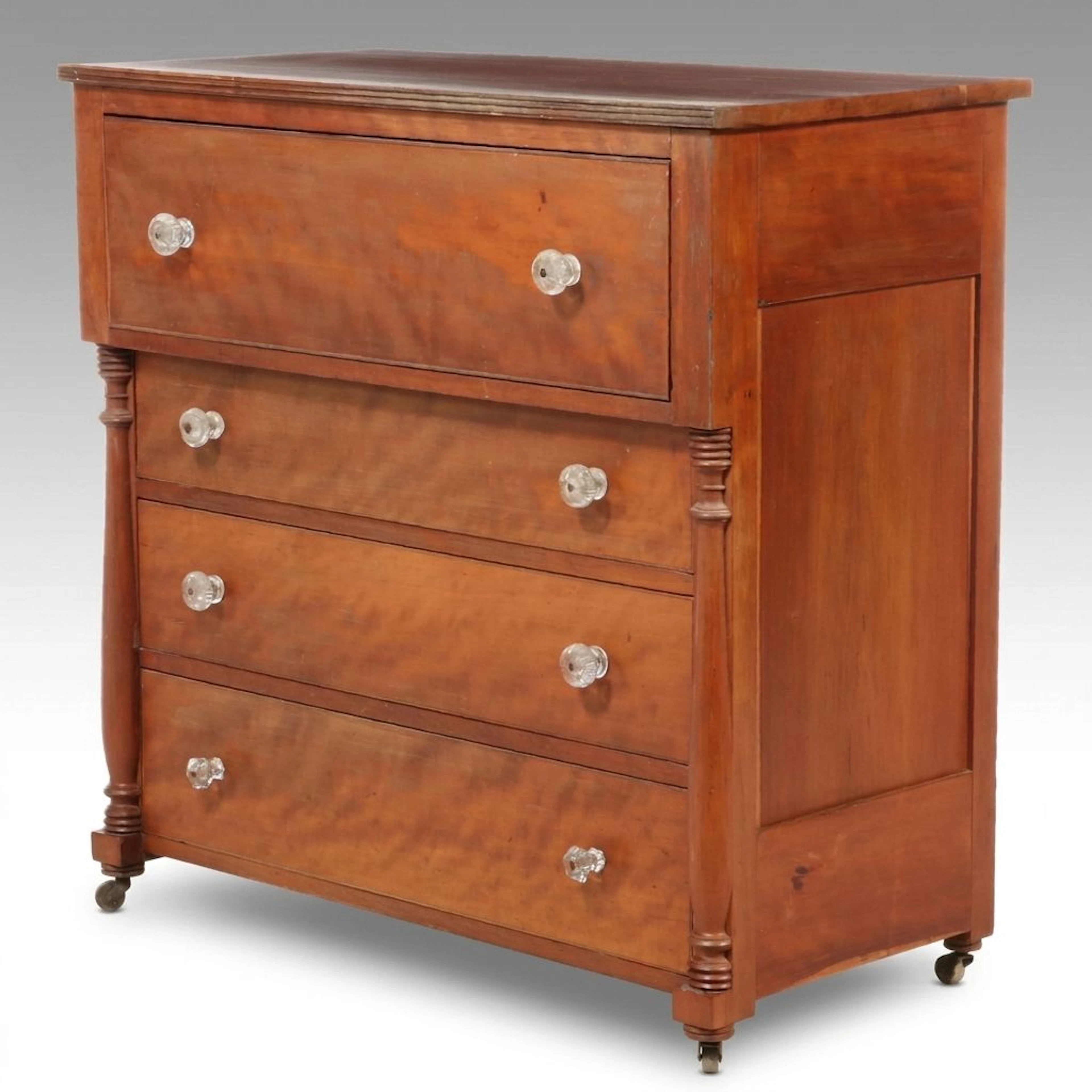 American Classical Style Flame Mahogany Bureau Plat, Late 19th/Early 20th C.