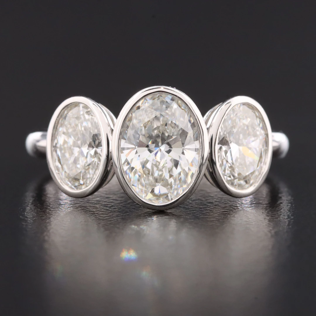 14K 2.00 CTW Lab Grown Diamond Three Stone Ring with IGI Report