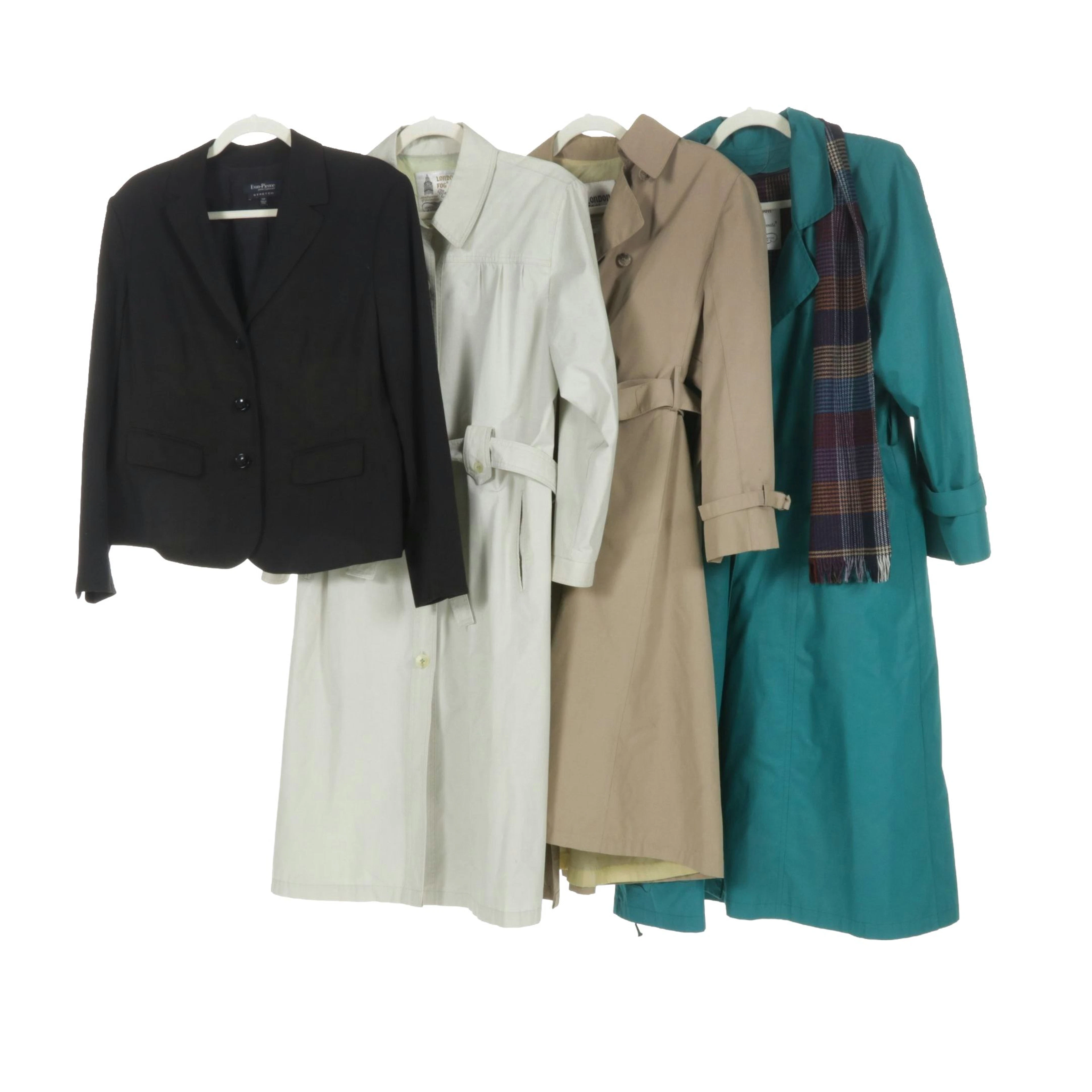 London Fog Teal, Ivory and Taupe Trench Coats with Evan-Picone Blazer